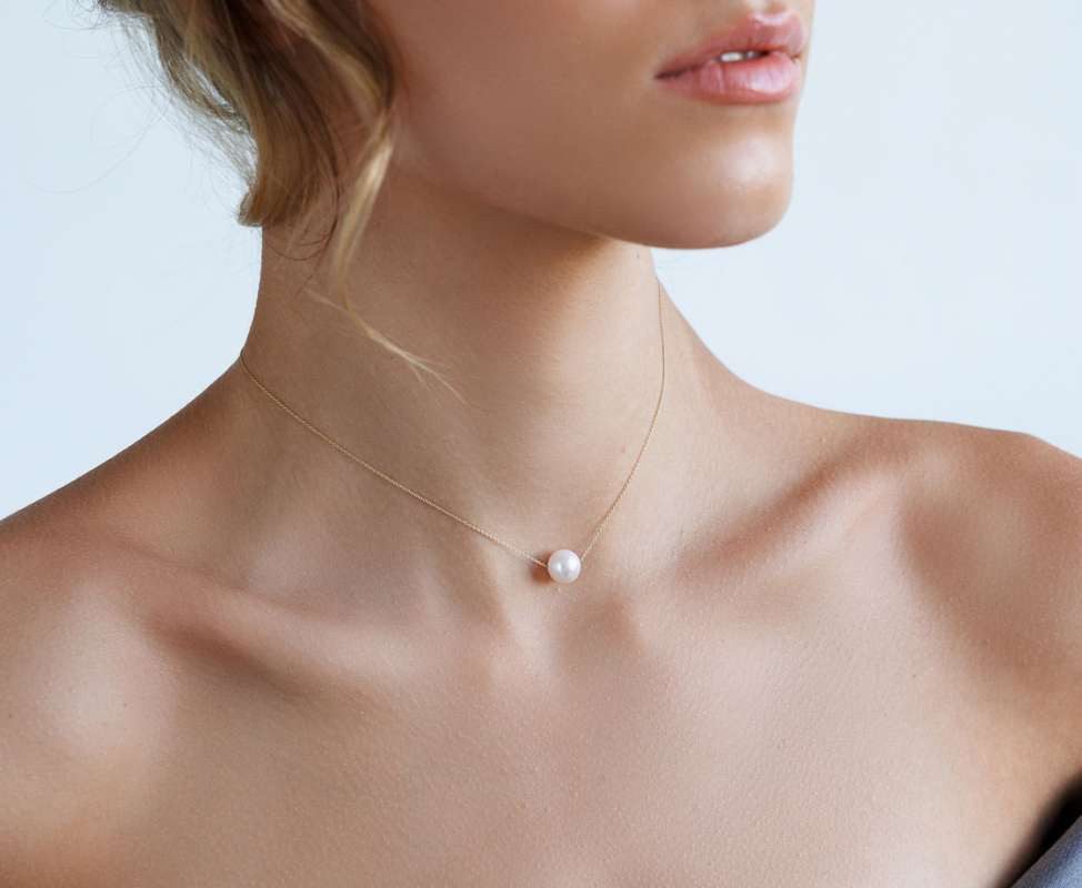 Gaura Pearls Perlenkette echte weiße Süßwasserzuchtperle 8-9 mm, 585 Roségo günstig online kaufen