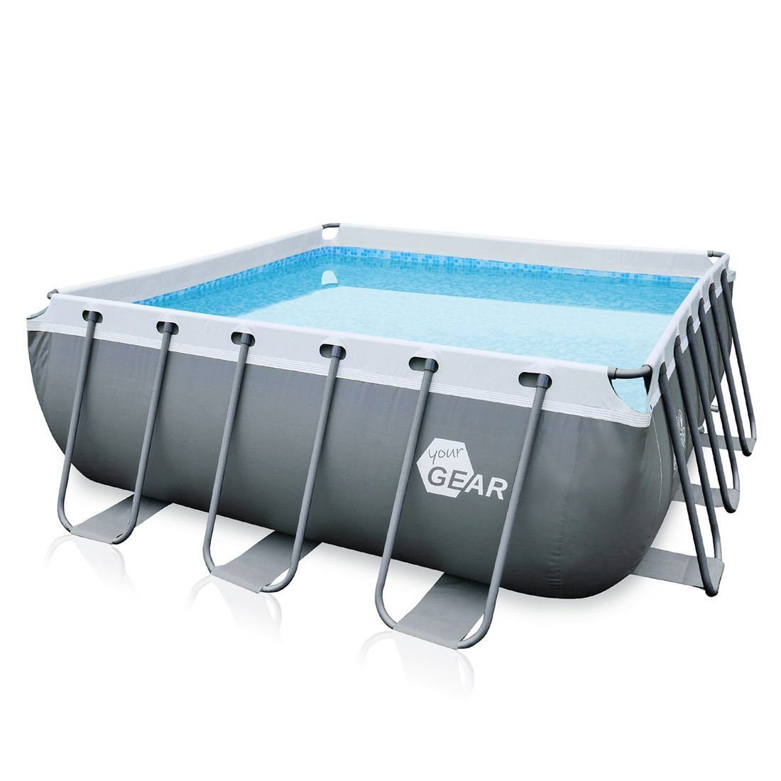 yourGEAR Rechteckpool yourGEAR Familien Pool 3x3x1m Stahlrahmenbecken Gartenpool Stahlrohrbecken Schwimmbecken Schwimmbad Planschbecken