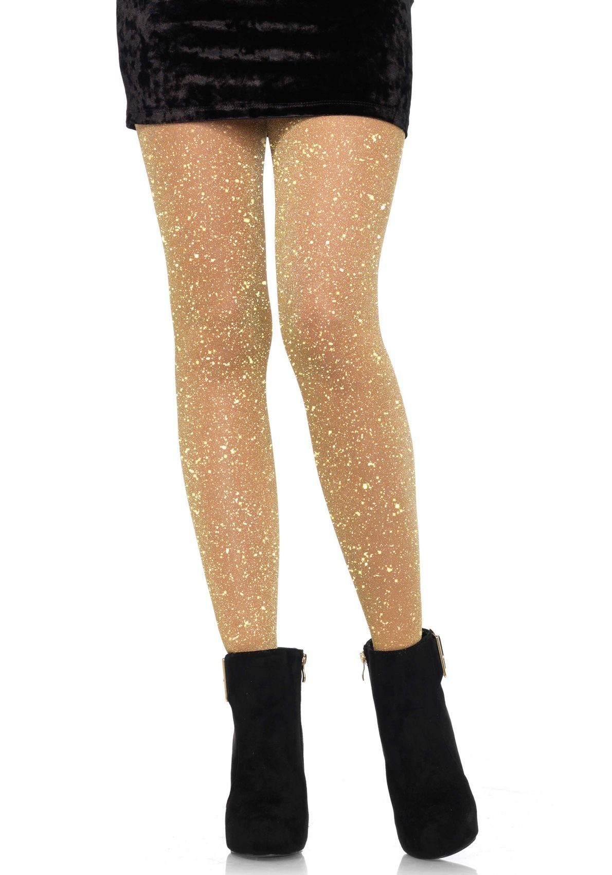 Leg Avenue Strumpfhose Damen Strumpfhose mit Glitzer Effekten gold Einheitsgröße ca. 36 bis 40 70 DEN (1 St)