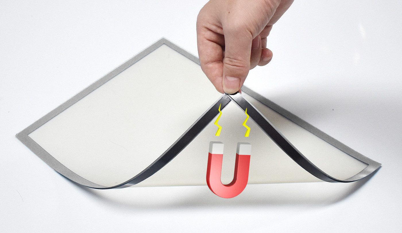 LMG Germany Magnettafel Magnetrahmen, magnetisch silber A4, magnetisch, A4, PVC-Frontfolie, flex. Magnetstreifen, Hoch-/Querformat