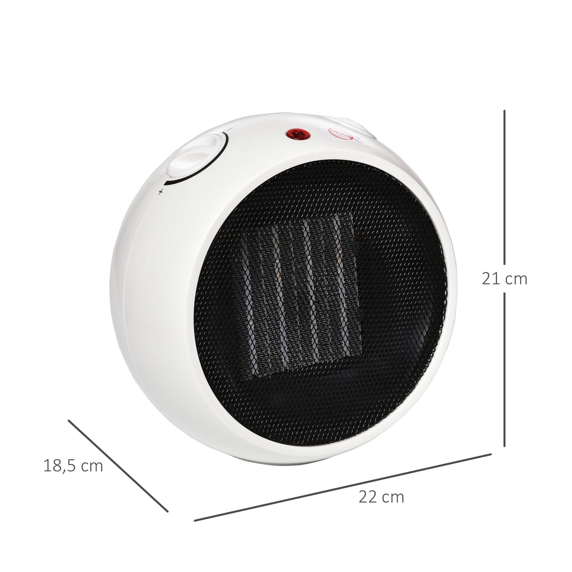 HOMCOM Heizlüfter Heizgerät Elektroheizer Heizer Heizung Wärme, 1500 W, PP-Kunststoff Weiß+Schwarz 22 x 18,5 x 21 cm