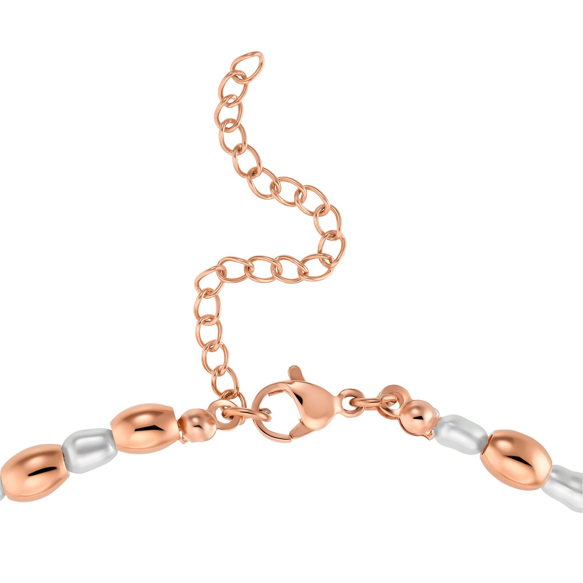 Heideman ausgefallenen Collier Halskette rosegoldfarben (inkl. mit Geschenkverpackung), Maya silberfarben Perlen poliert