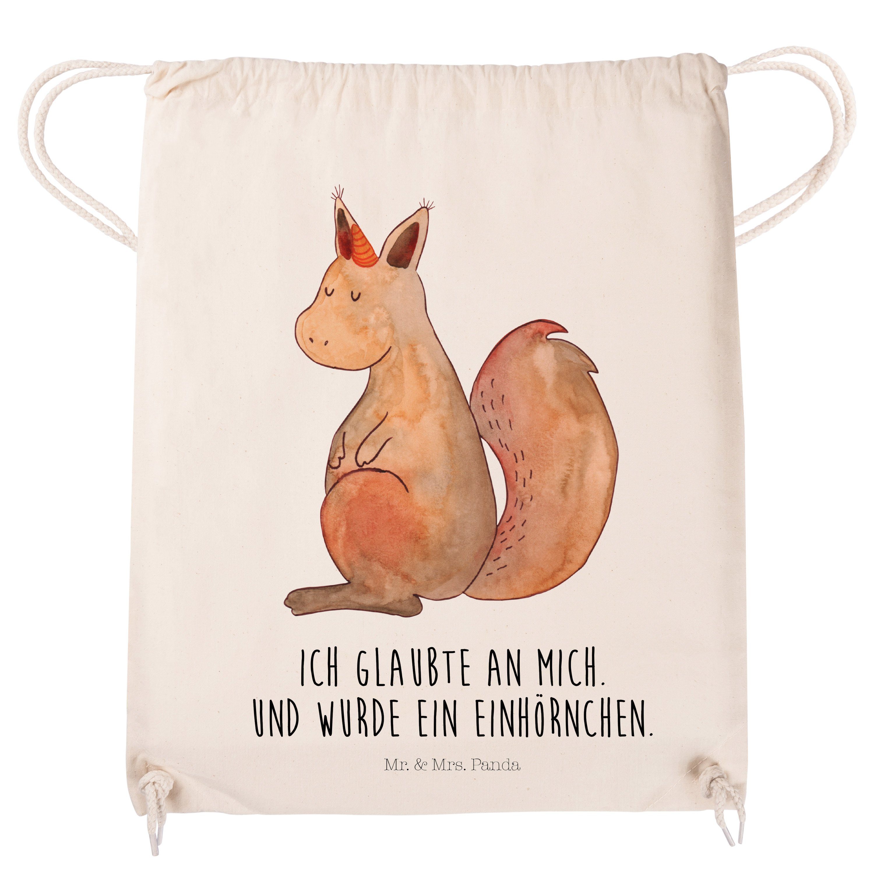 Geschenk, (1-tlg) Glaube - & - Einhörnchen Eichhorn, Mrs. Sporttasche, E Mr. Panda Sporttasche Transparent