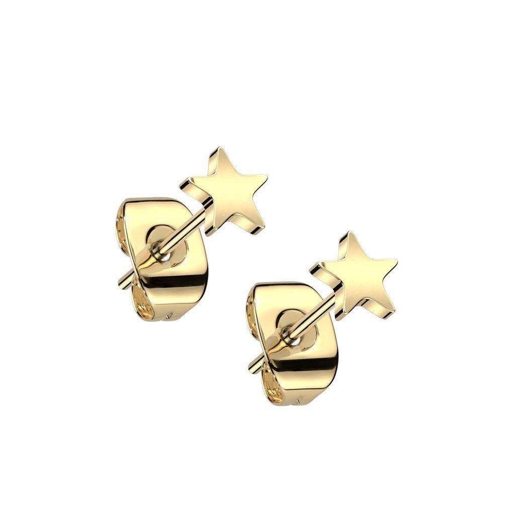 BUNGSA Ohrring-Set Ohrstecker Stern verschiedene Farben aus Titan für Damen (1 Paar (2 Stück), 2-tlg), Ohrschmuck Ohrringe gold
