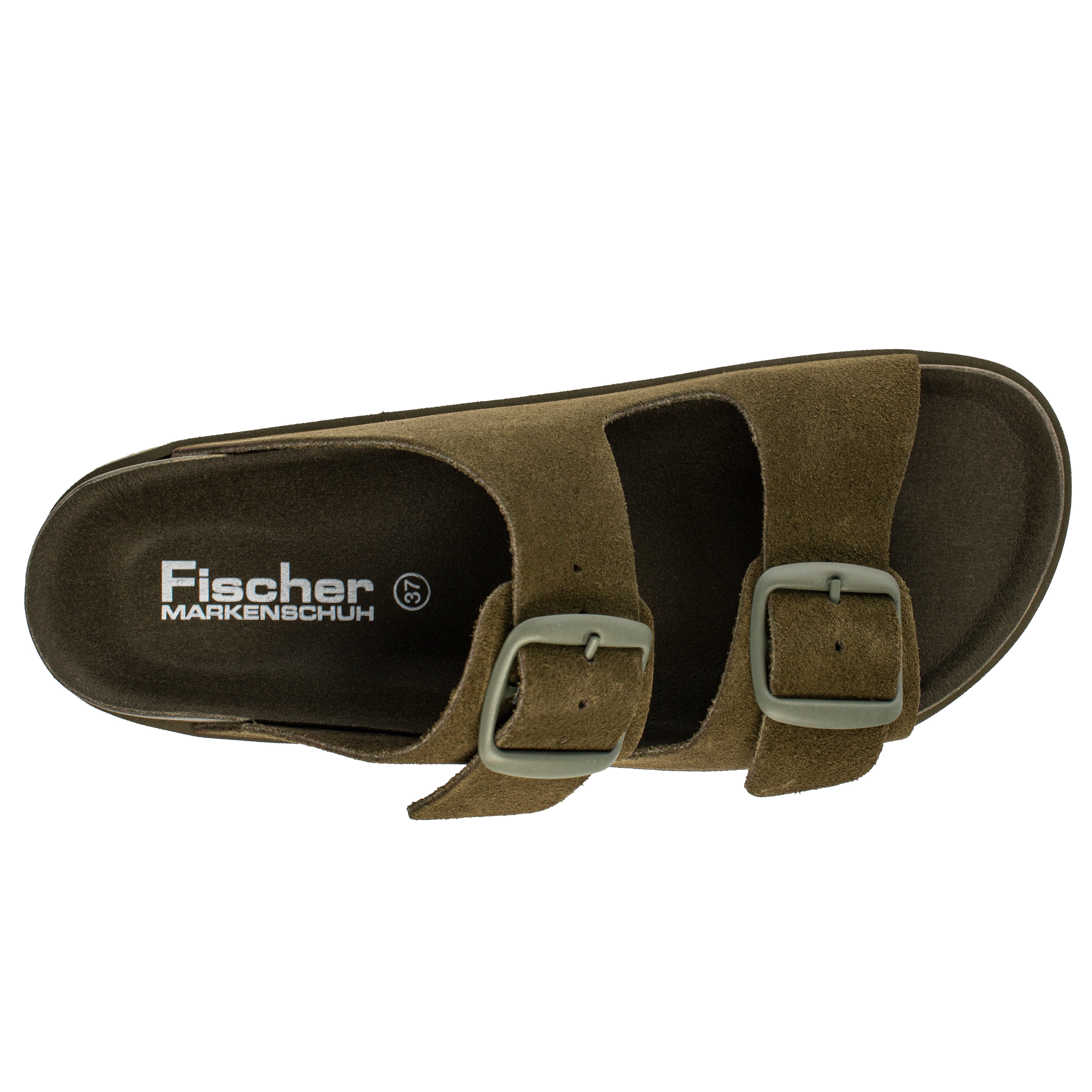 Fischer-Markenschuh Alma Pantolette aus Veloursleder, mit verstellbaren Schnallen, ergonomisches Fußbett