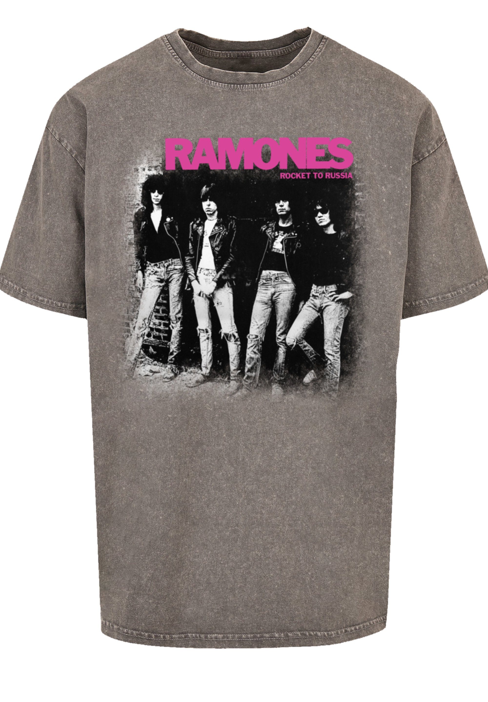 T-Shirt Rock F4NT4STIC Russia Rocket Premium Band Musik Band, To Qualität, Ramones Asphalt Rock-Musik Faded