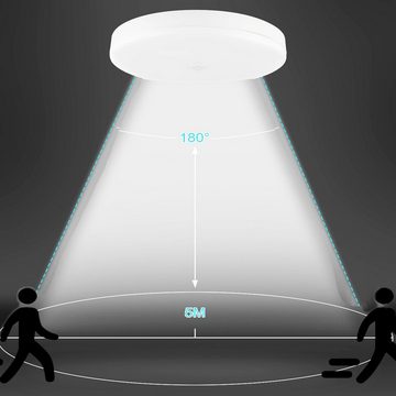 LETGOSPT Deckenleuchte 12/18W LED Deckenlampe mit Bewegungsmelder, LED fest integriert, ‎Kaltweiß, 6000K Badezimmer Lampe, IP54 Wasserfeste