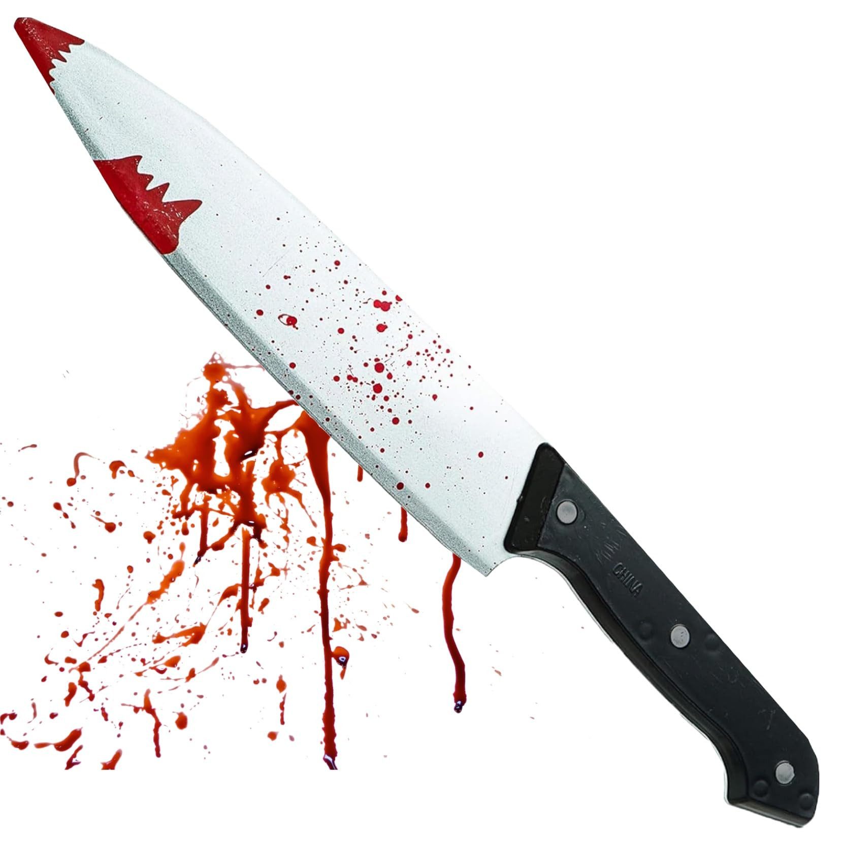 FASCHINFEVER Kostüm Fake Messer ca. 34 cm Accessoire mit Blut -für Halloween & Fasching