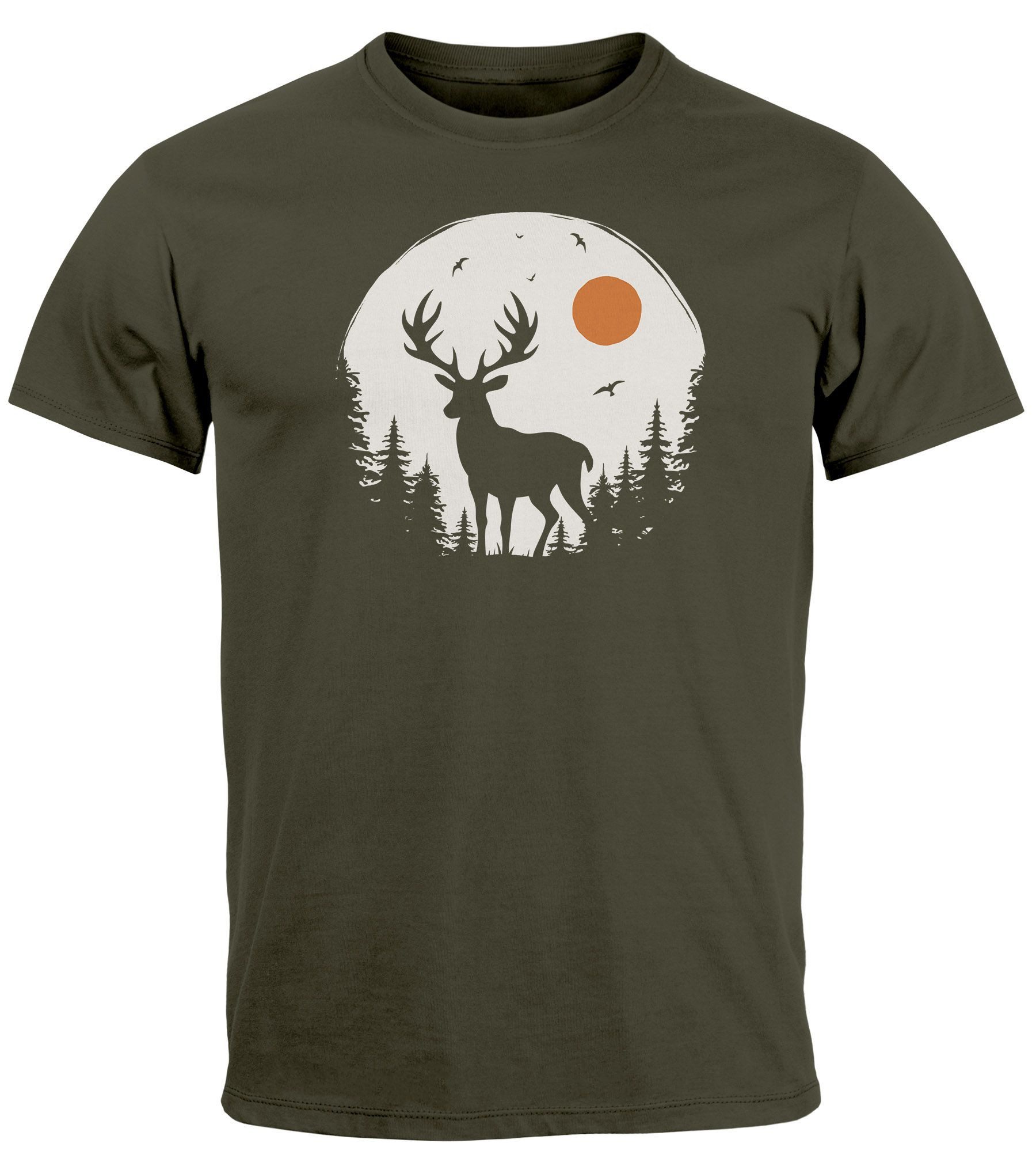 Neverless Print-Shirt Herren T-Shirt Frontprint Hirsch günstig online kaufen
