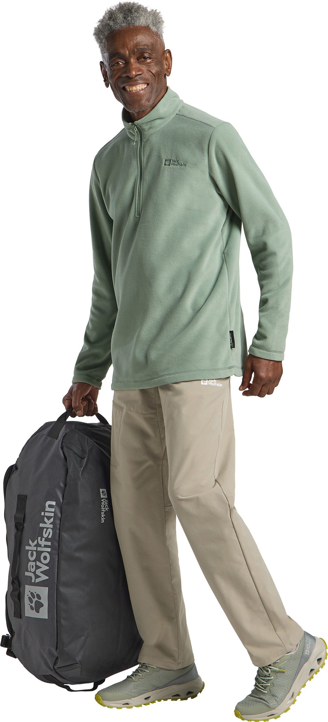 Jack Wolfskin Fleecepullover TAUNUS HZ M hoher Stehkragen, mit halbem Reißverschluss, hüftbedeckende Länge