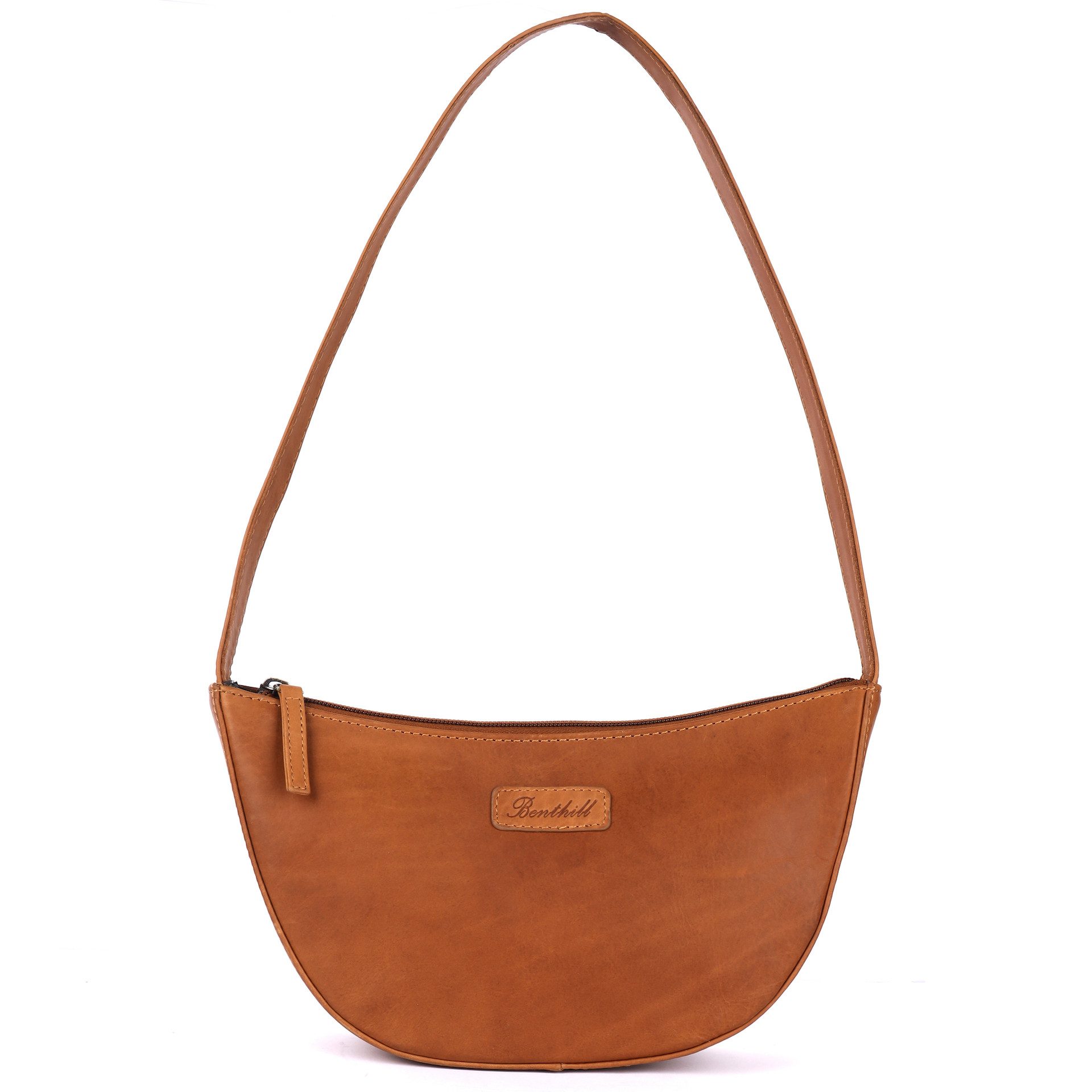 Benthill Handtasche Damen Echt Leder Schultertasche Klein Vintage Hobo Bag Beutel, Reißverschlussfach