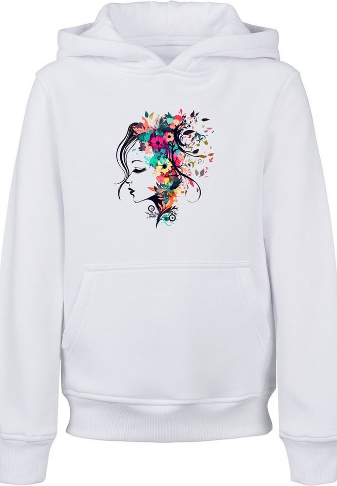 F4NT4STIC Kapuzenpullover Silhouette Bunte Blumen Print, Das Model ist 145  cm groß und trägt Größe 145/152