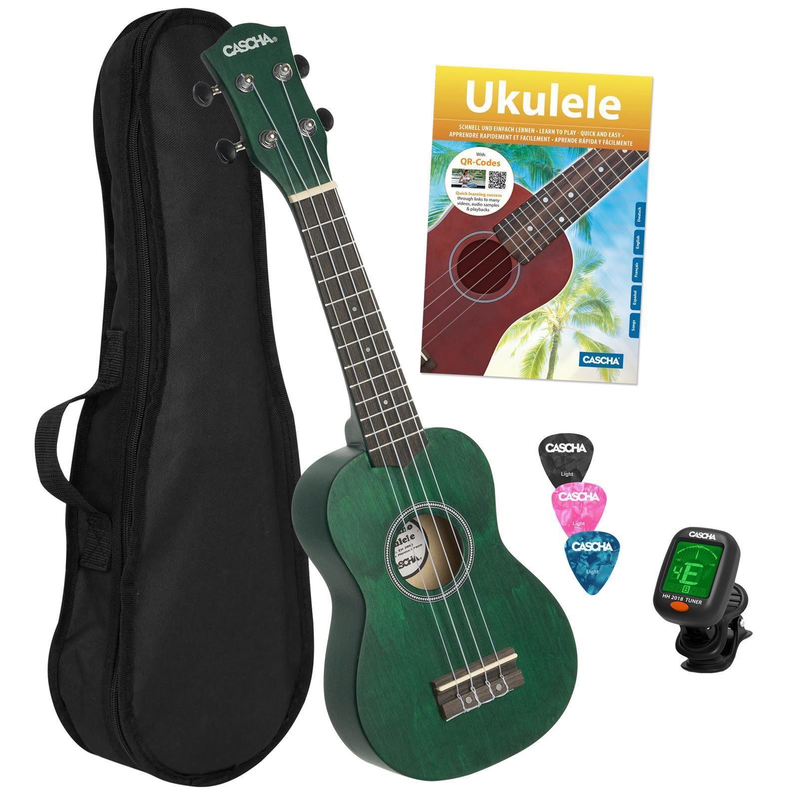 Ukulele Cascha HH3972 Sopran Ukulele-Bundle Grün