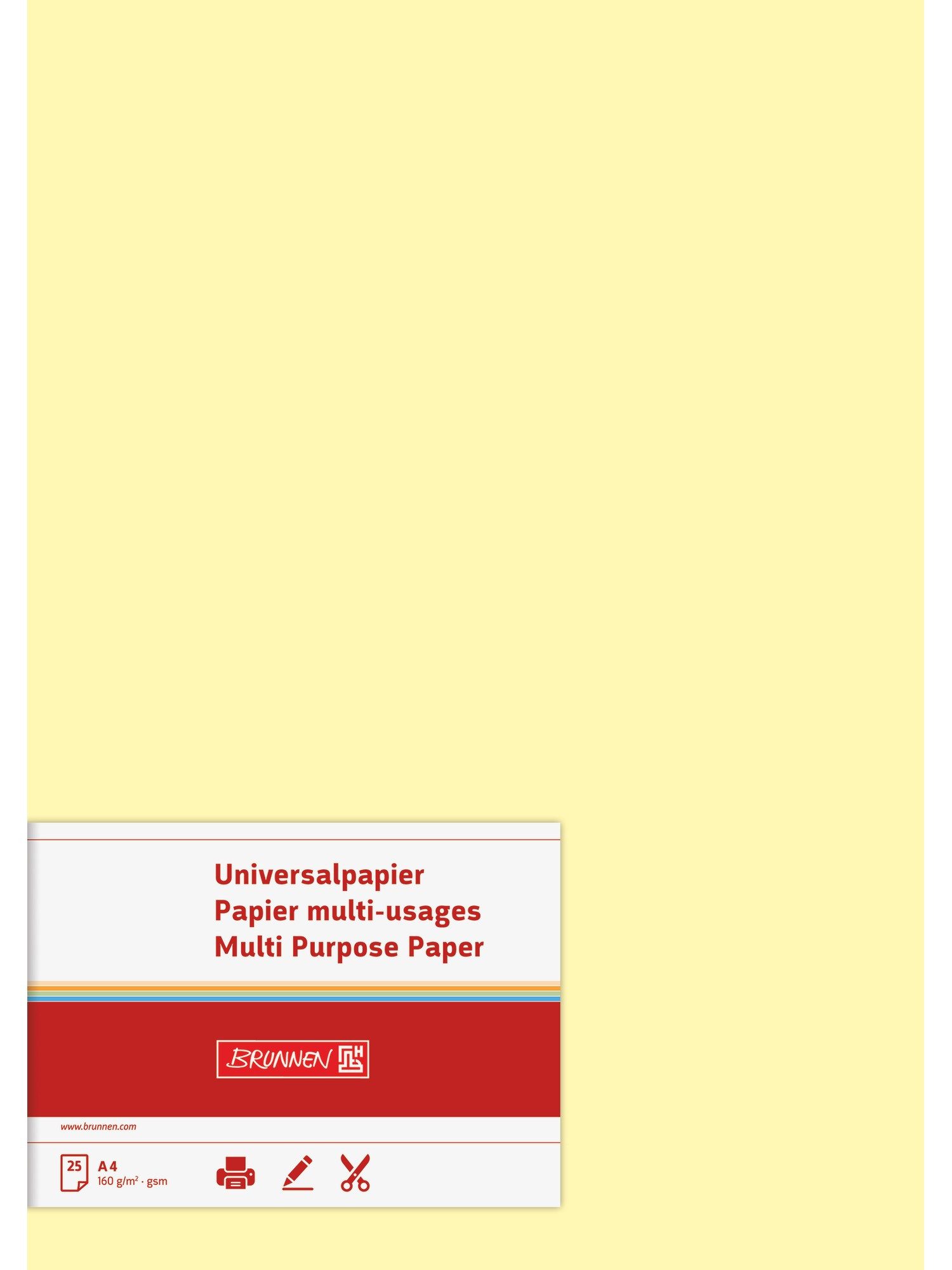 Baier Kindersitz Drucker- und Kopierpapier Multifunktionspapier A4 160 g/m² 25 Blatt Hellgelb