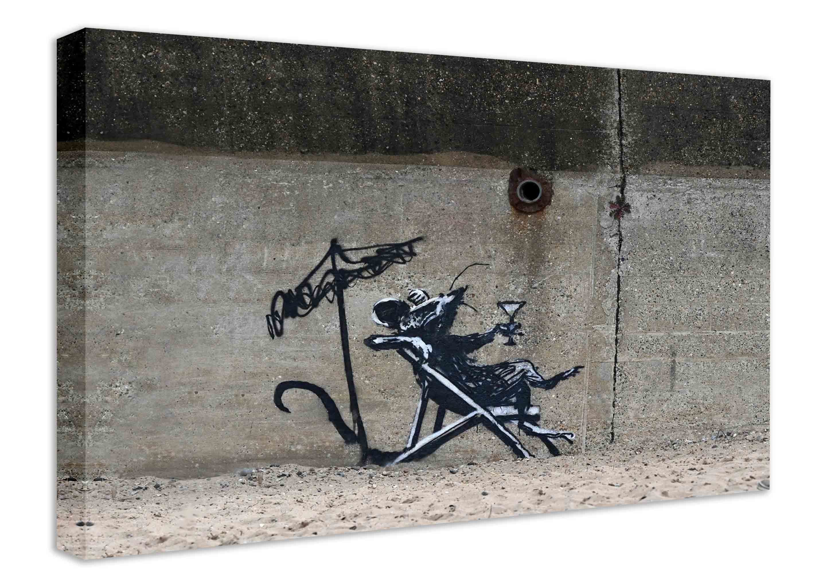 Leinwando Gemälde Gemälde Chill Relax - Banksy Graffiti Wanbild fertig zum aufhängen