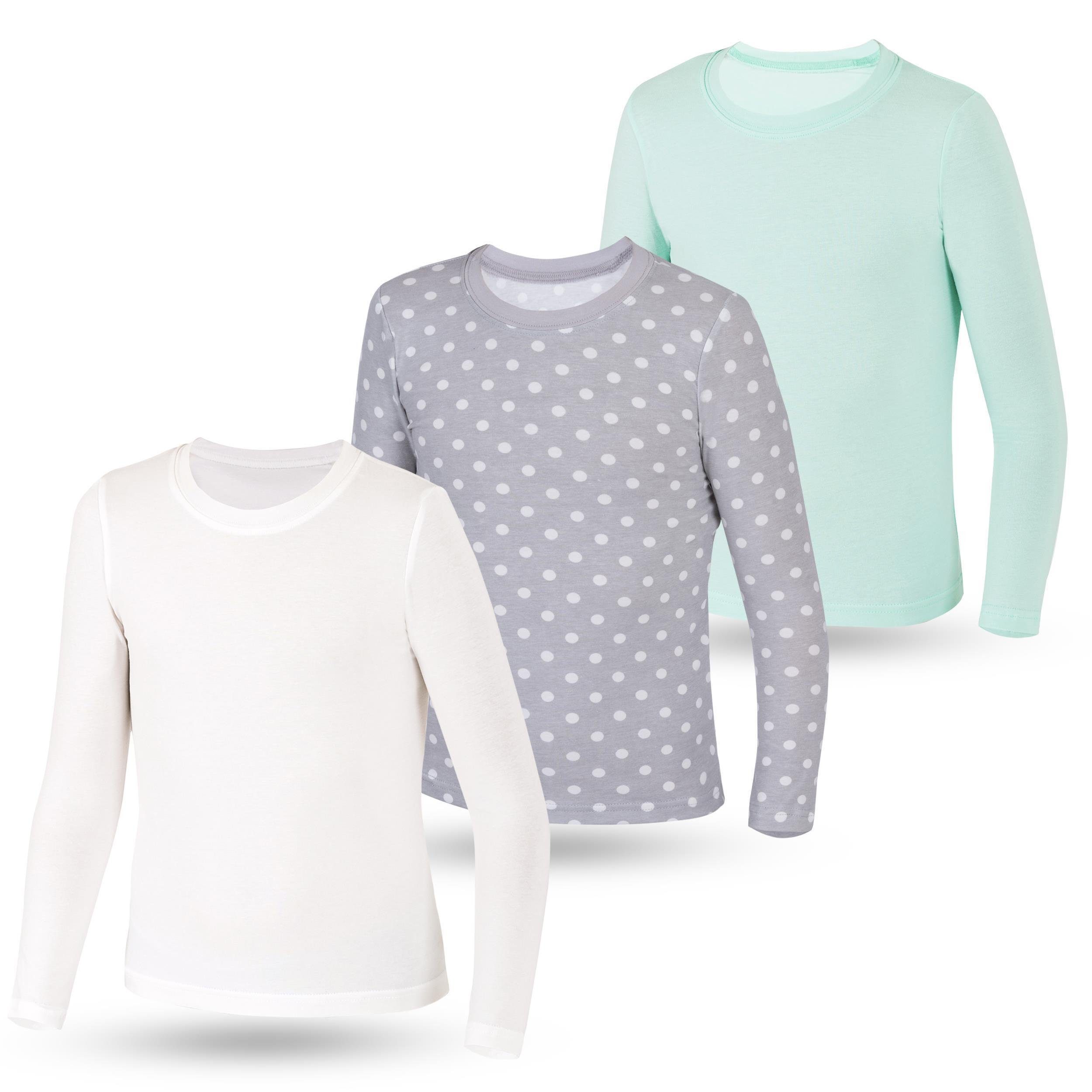 LOREZA Unterhemd 3er Set Mädchen Langarmshirts - Basics - Mehrfarbig (Set, 3-St)