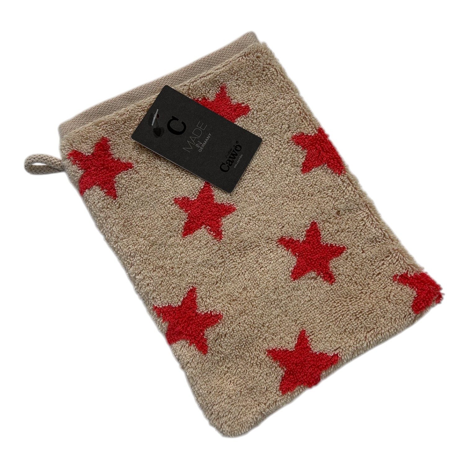 Cawö Home Handtücher Frottiertuchserie New Stars Rot-Natur, 100% Baumwolle