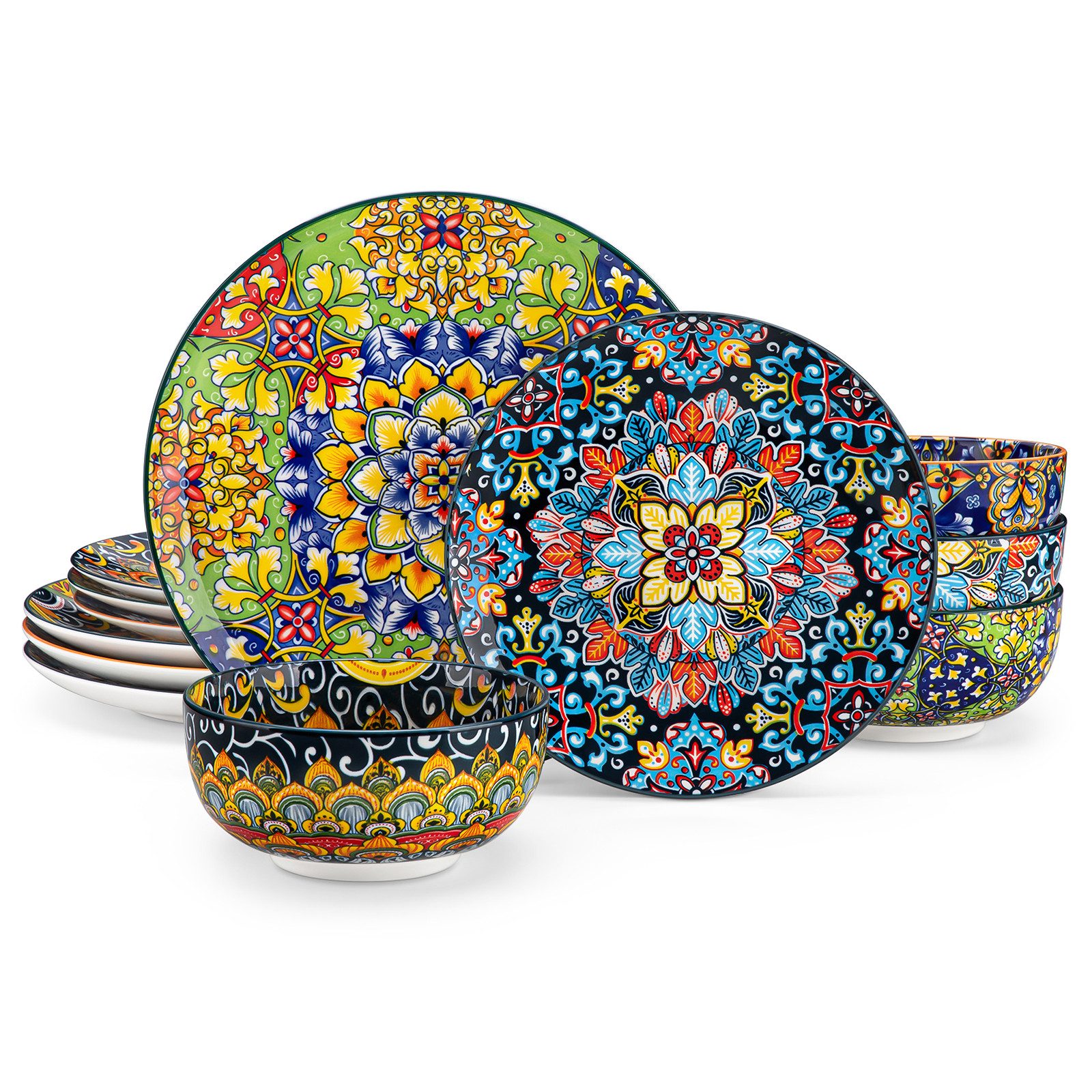 vancasso Geschirr-Set Tafelservice für 4/6 Personen, Porzellan, BOHO-Stil (12-tlg), 4 Personen, Porzellan