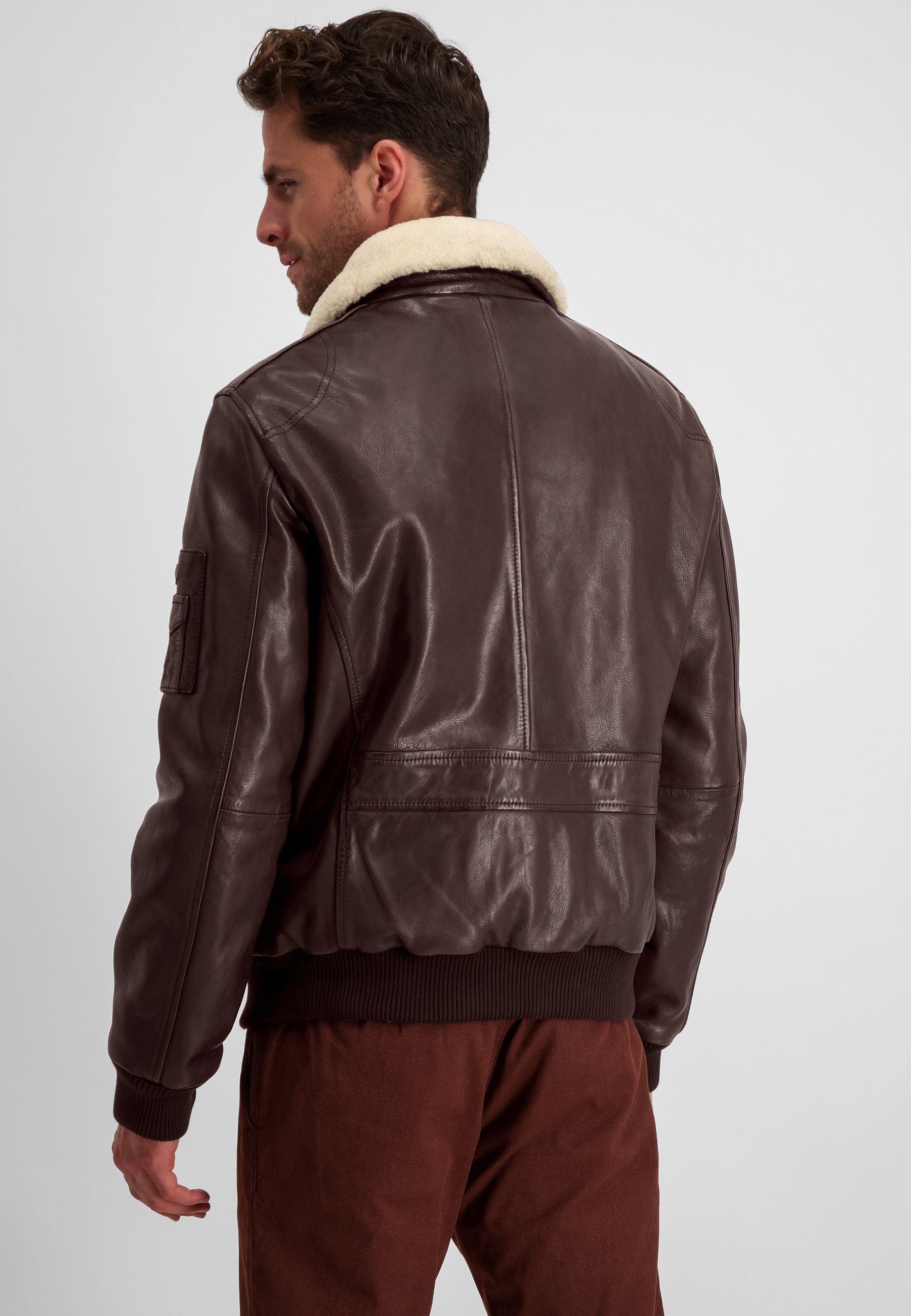 Milestone Lederjacke MSTom with real fur aus Lammleder mit Echt-Lammfell Curly Kragen