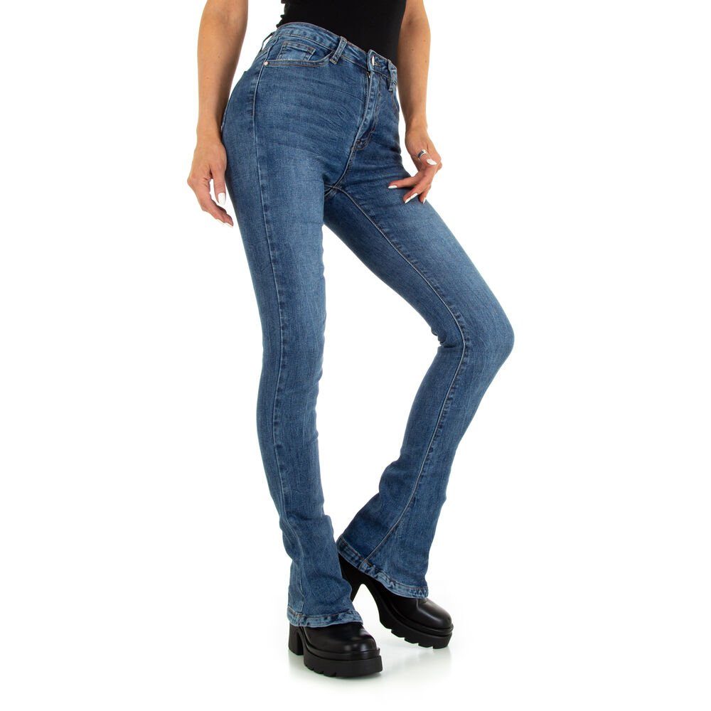 Ital-Design Bootcut-Jeans in Blau Damen Bootcut Jeans Freizeit Stretch