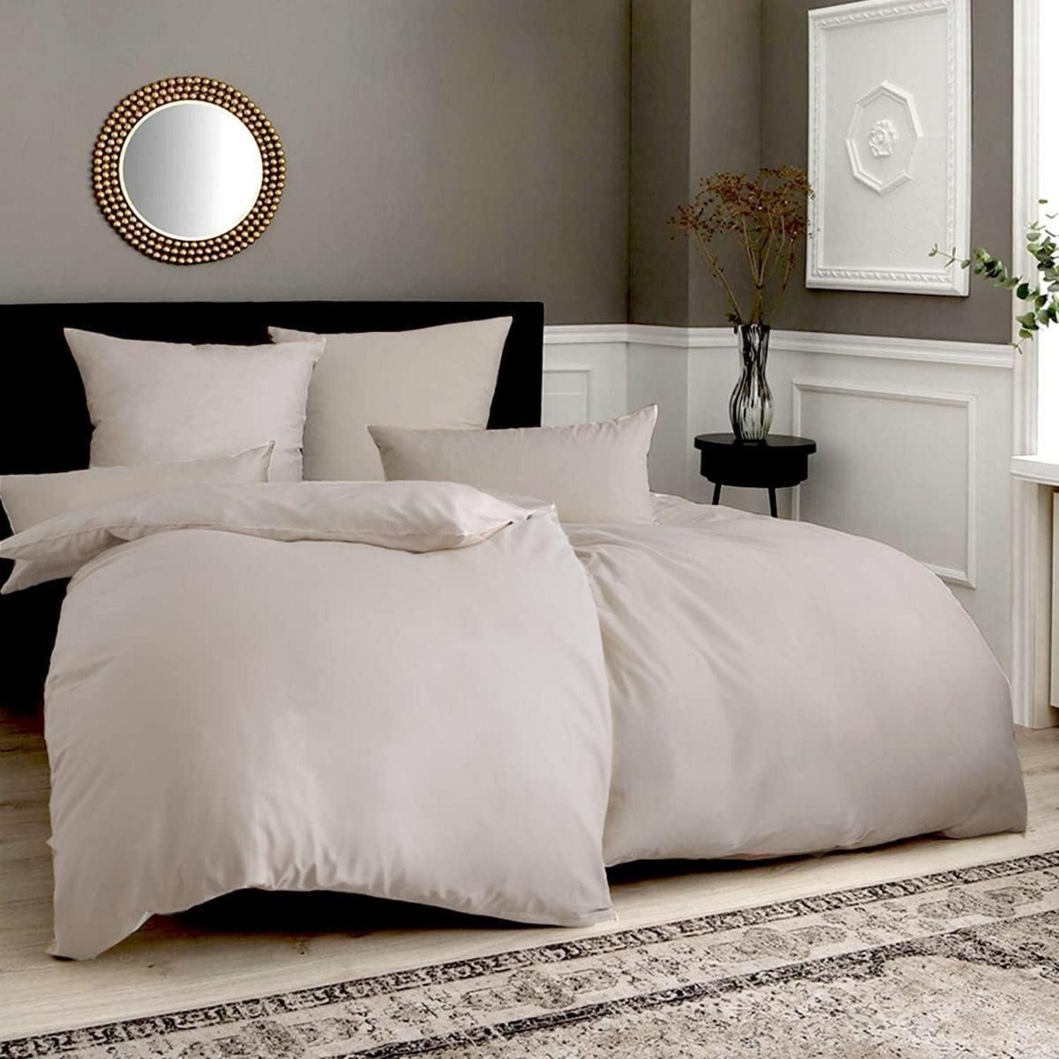 LuxusKollektion Bettwäsche Bettwäsche Beige 135x200cm 6tlg. Mikrofaser Weich Reißverschluss
