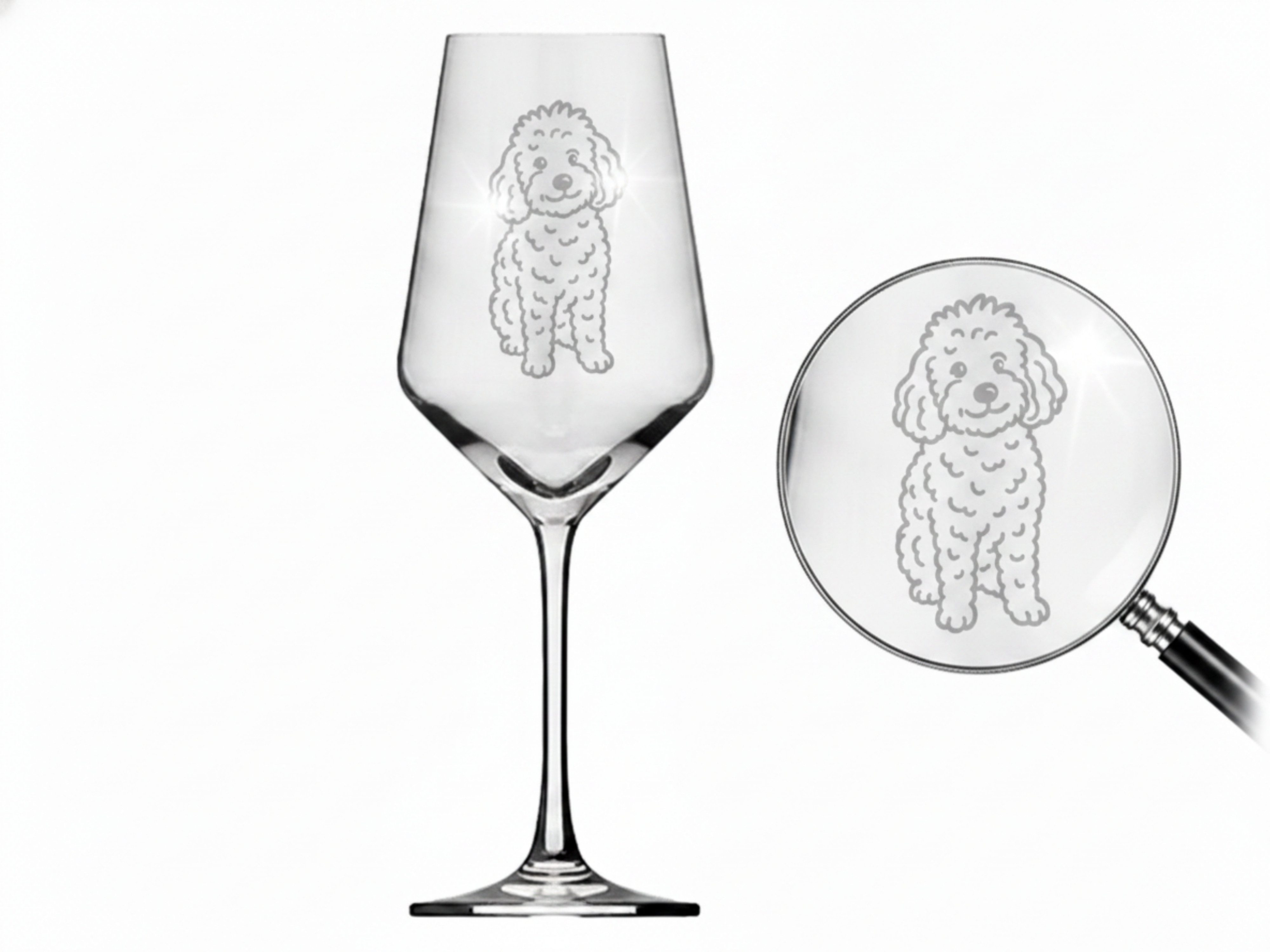 eXODA Weinglas Weinglas Pudelmotiv 350ml spülmaschinenfest Gravur, 2-tlg., Glas, Hund mit Leine