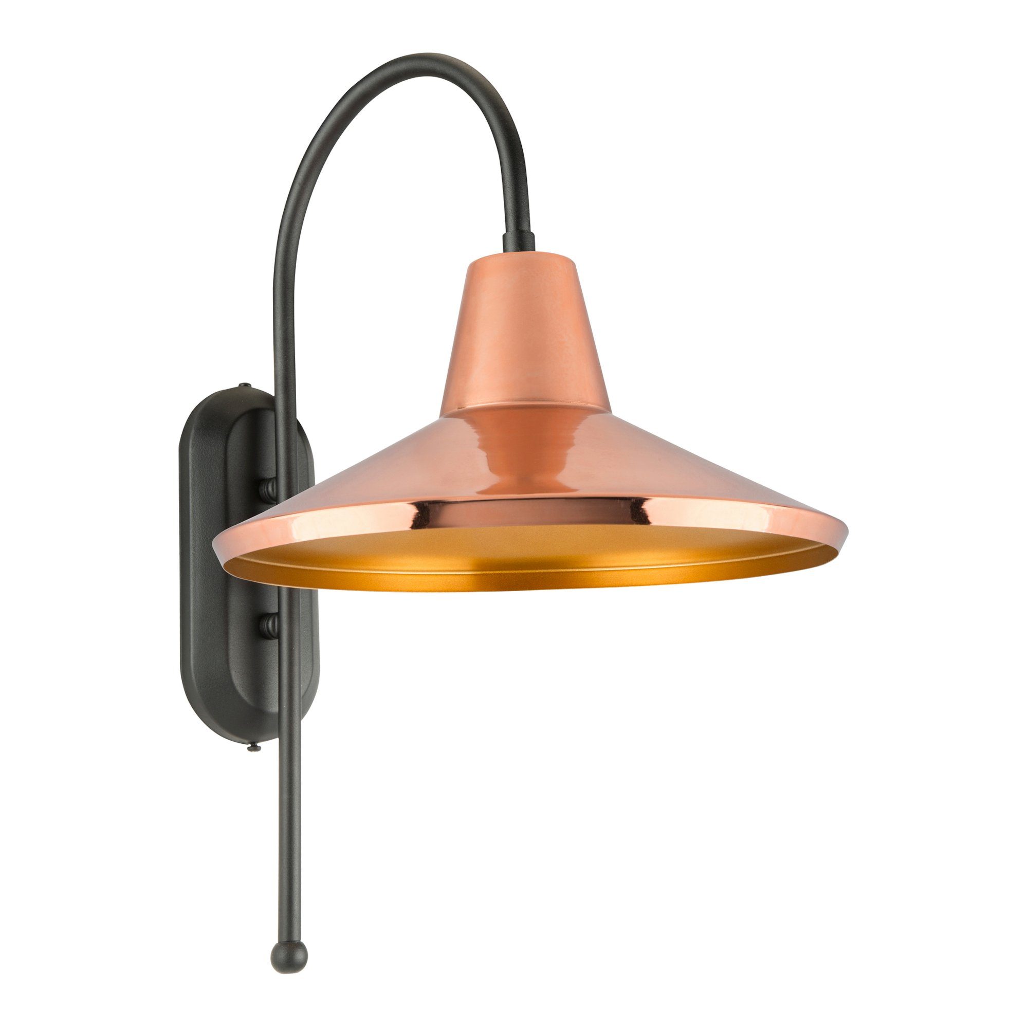 lux.pro Wandleuchte, ohne Leuchtmittel, »Kirkcaldy« Wandlampe E27 Metall Schwarz/Kupferfarben/Messingfarben