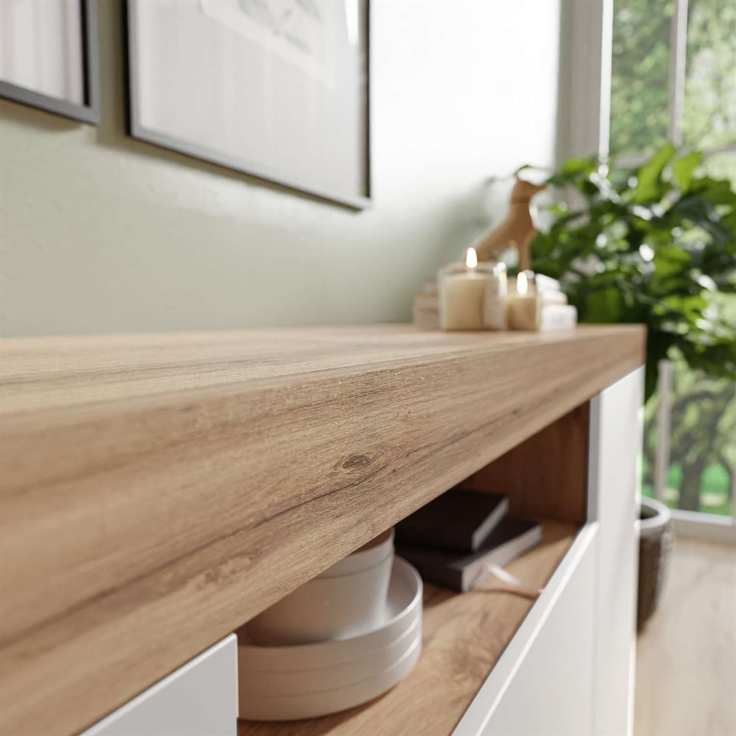 ALLHOUSE24 Kommode WIXI 164 cm Breite Sideboard matt Wotan Eiche PUSH TO OPEN (1x Kommode), Breite 164 cm