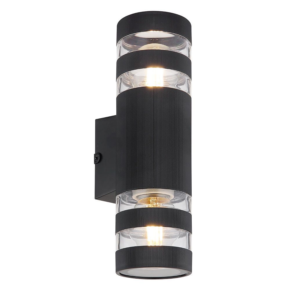 GLOBO LIGHTING Wandleuchte, Leuchtmittel nicht inklusive, Wandlampe Wandleuchte Flurlampe schwarz 2 flammig Wohnzimmerlampe 22cm