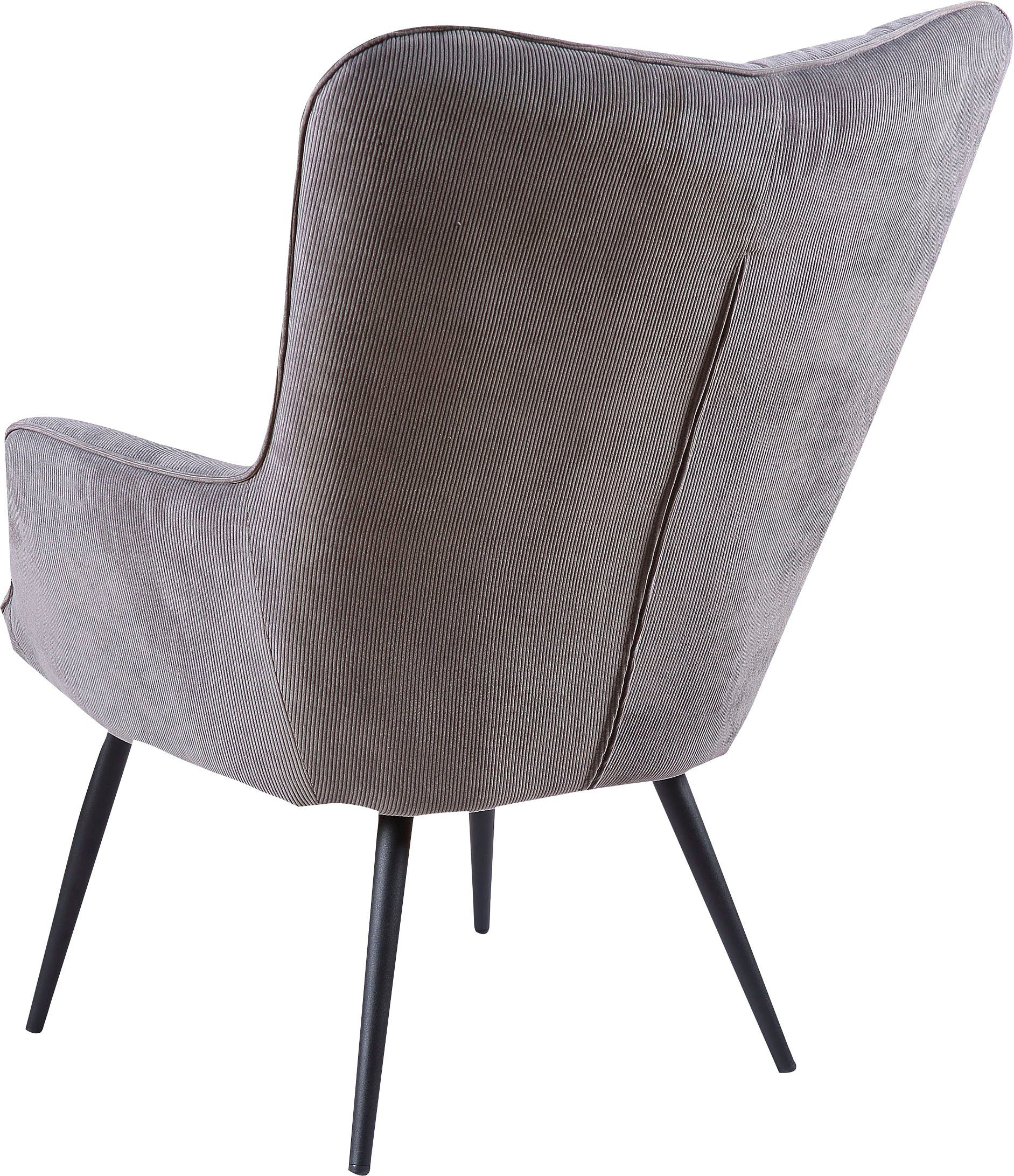 byLIVING Sessel Uta (1-St), wahlweise Webstoff mit in oder Hocker, grau Samt grau ohne oder Cord, 