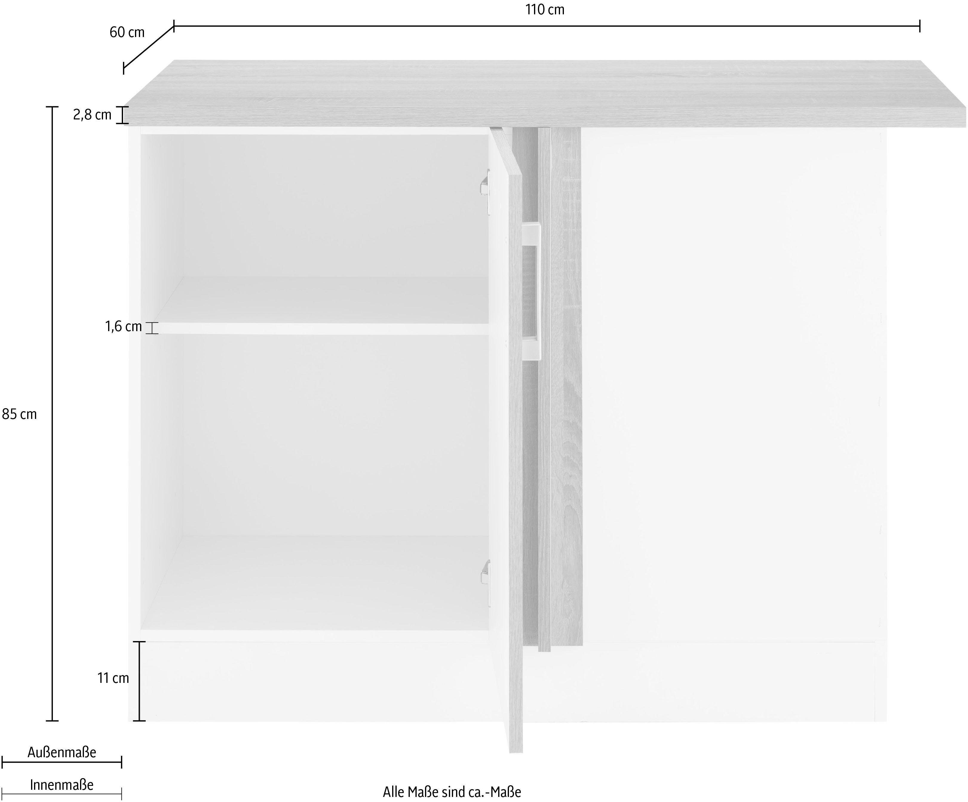 weiß/weiß Gera MÖBEL Eckunterschrank | Stellbreite weiß cm HELD 110