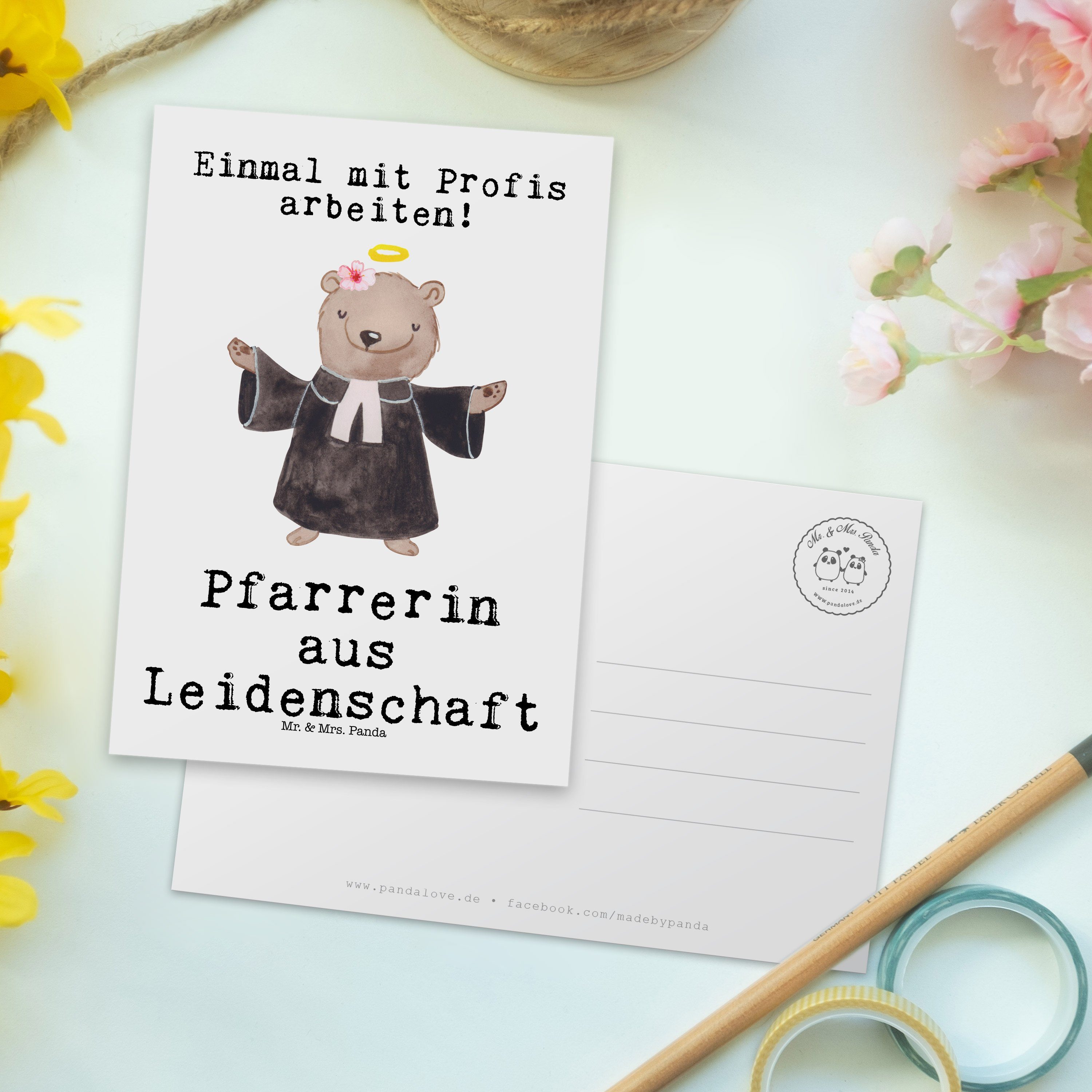 Mr. & Mrs. Geschenk, Leidenschaft - Weiß aus Postkarte Geburtstags Pfarrerin Dankeschön, Panda 