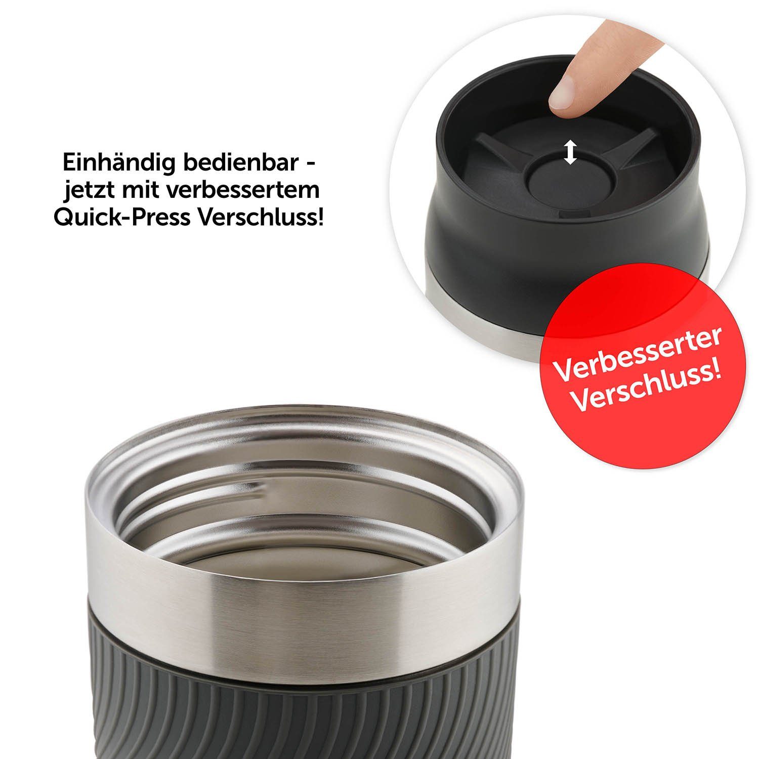 Blumtal Isolierflasche Thermobecher Classic aus Edelstahl - auslaufsicher Becher to go, hält 4h heiß/ 8h kalt, 360° Trinköffnung, Easy Quick-Press-Verschluss