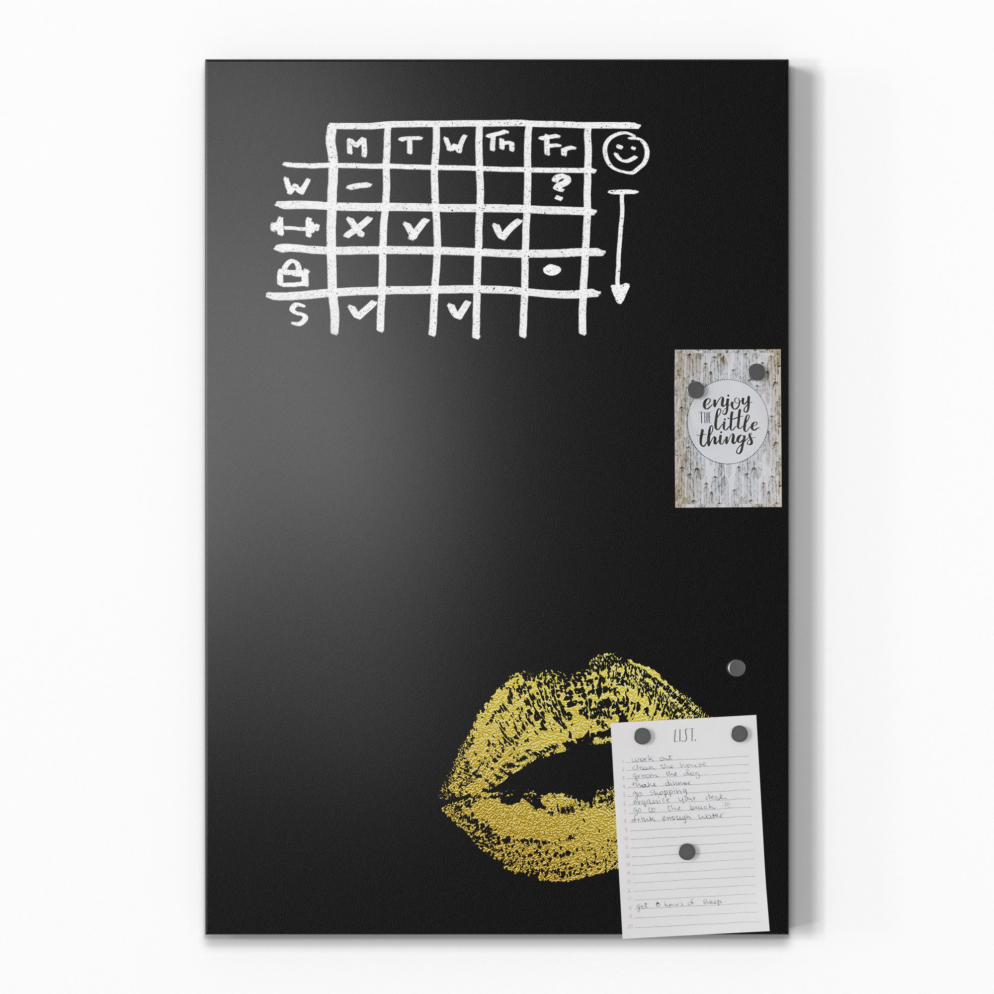DEQORI Wandtafel 'Kuss in Blattgold', (1-tlg), Metall Kreidetafel bedruckt Schreibtafel modern Schiefertafel Tafel