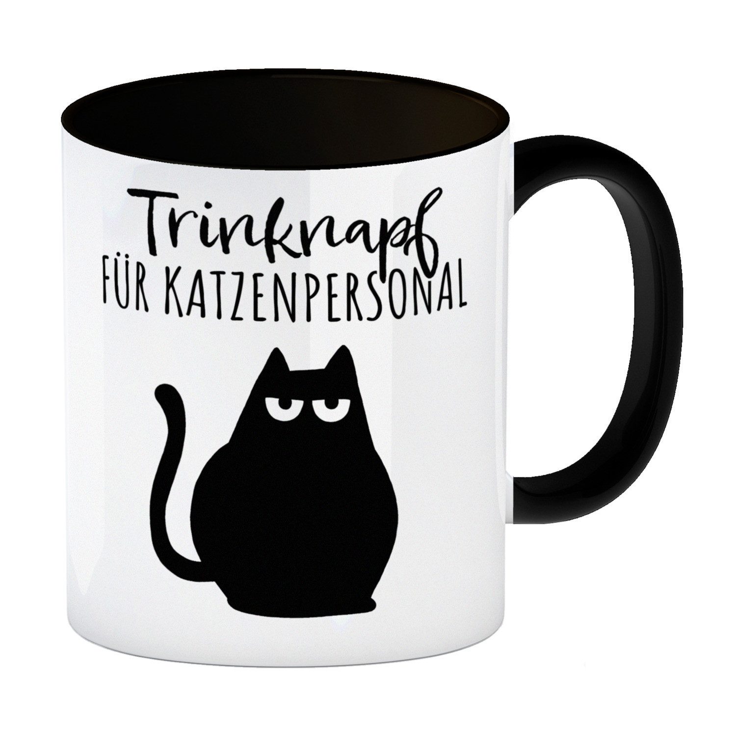 speecheese Tasse Katze Kaffeebecher in schwarz mit Spruch Trinknapf für Katzenbesitzer