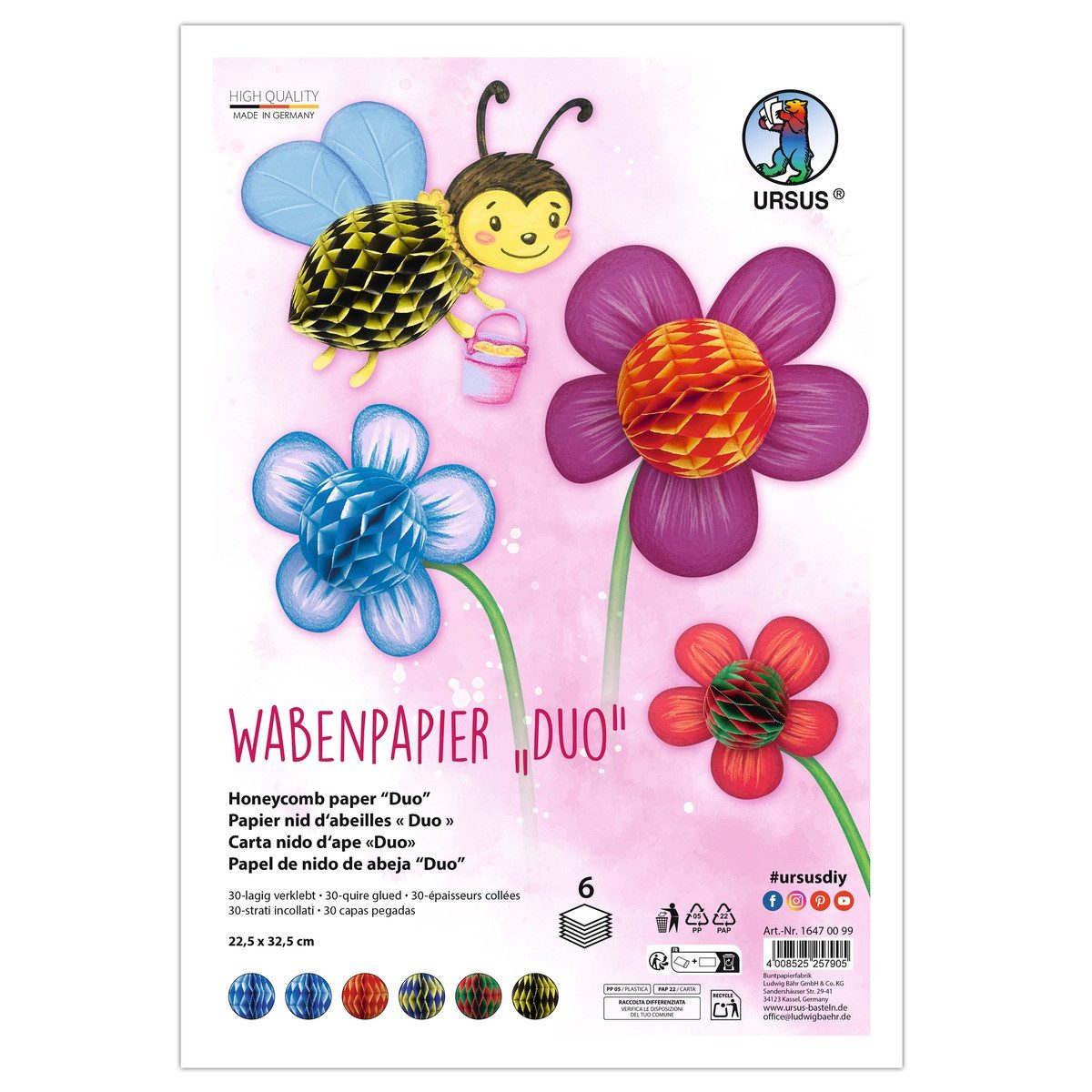 Ursus - Ludwig Bähr Bastelkartonpapier URSUS Wabenpapier Duo