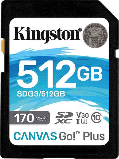 Kingston Canvas Go Plus microSD 512GB + ADP Speicherkarte (512 GB, Video Speed Class 30 (V30)/UHS Speed Class 3 (U3), 170 MB/s Lesegeschwindigkeit)