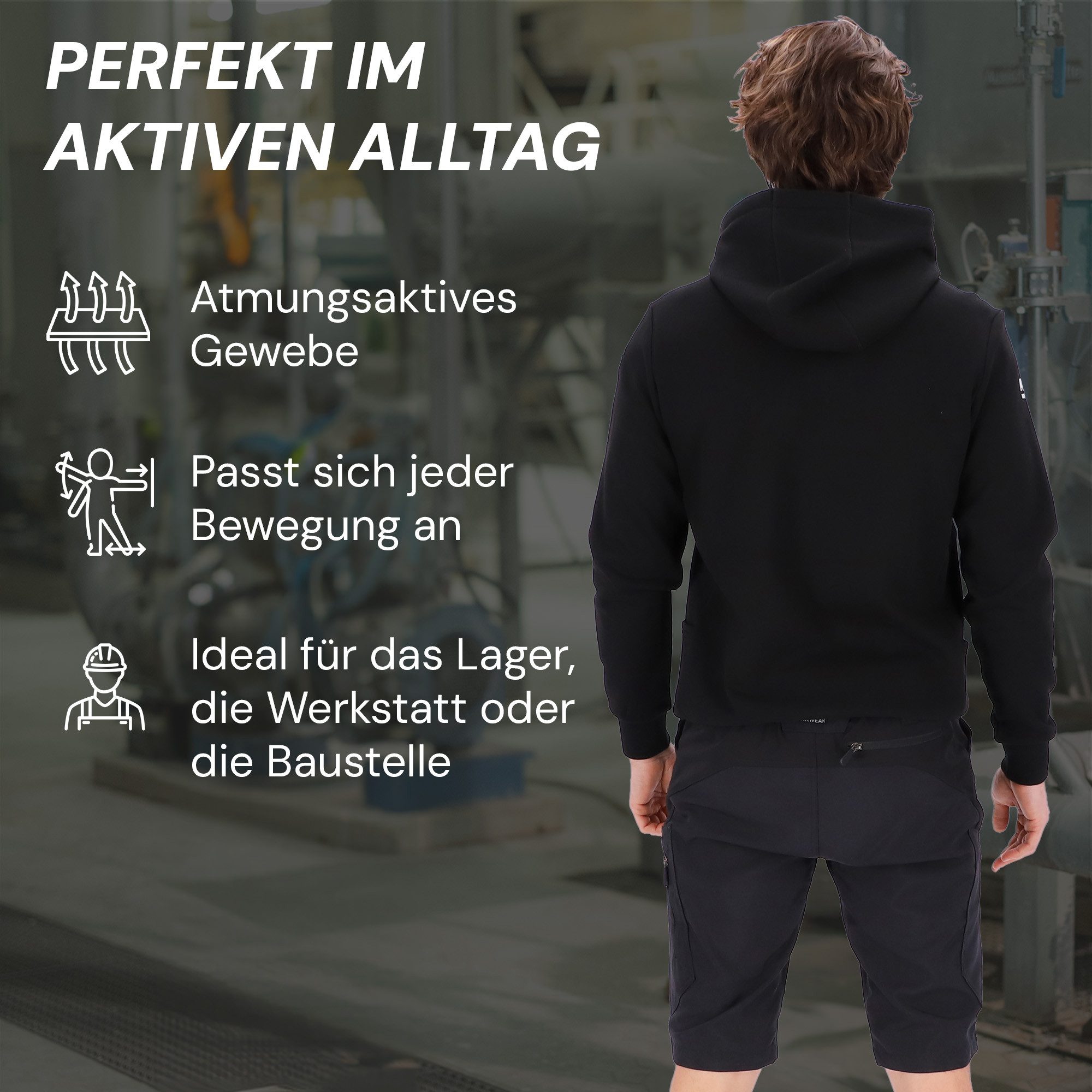 PUMA Workwear Hoodie ADVANCED Herren Pullover mit Kapuze und Taschen Atmungsaktives Gewebe - Ideal für Handwerk Werkstatt und Logistik – Bild 4 von 5
