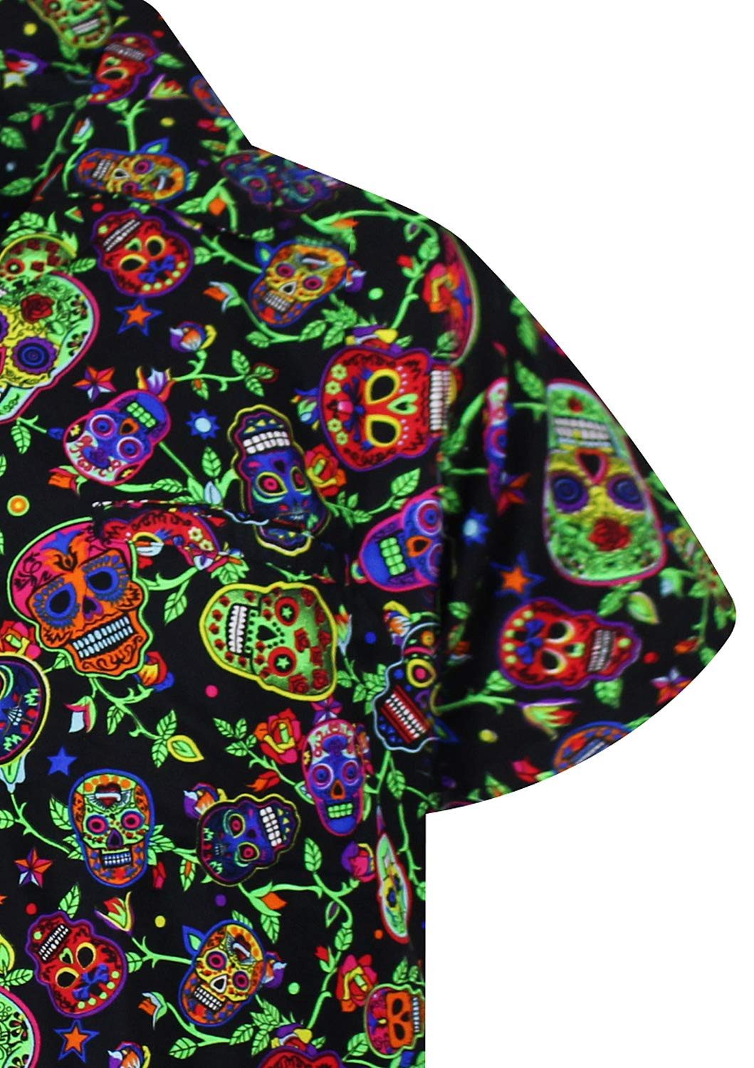 King Kameha Hawaiihemd Skull Funky Hawaii-Hemd Herren Kurzarm Front-Tasche Stylish Unisex