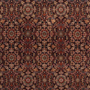 Orientteppich Perser - Bidjar quadratisch - 205 x 200 cm - braun, morgenland, quadratisch, Höhe: 15 mm, Wohnzimmer, Handgeknüpft, Einzelstück mit Zertifikat