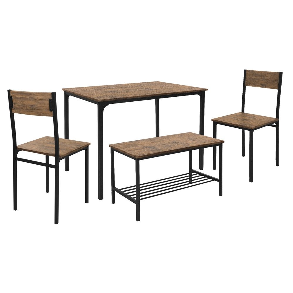 ML-DESIGN Essgruppe Tischgruppe für Küche & Esszimmer moderne Esstischgruppe Esszimmerset, Esszimmertisch mit 2 Stühlen 1 Bank Eiche-Rustikal Bartisch Set