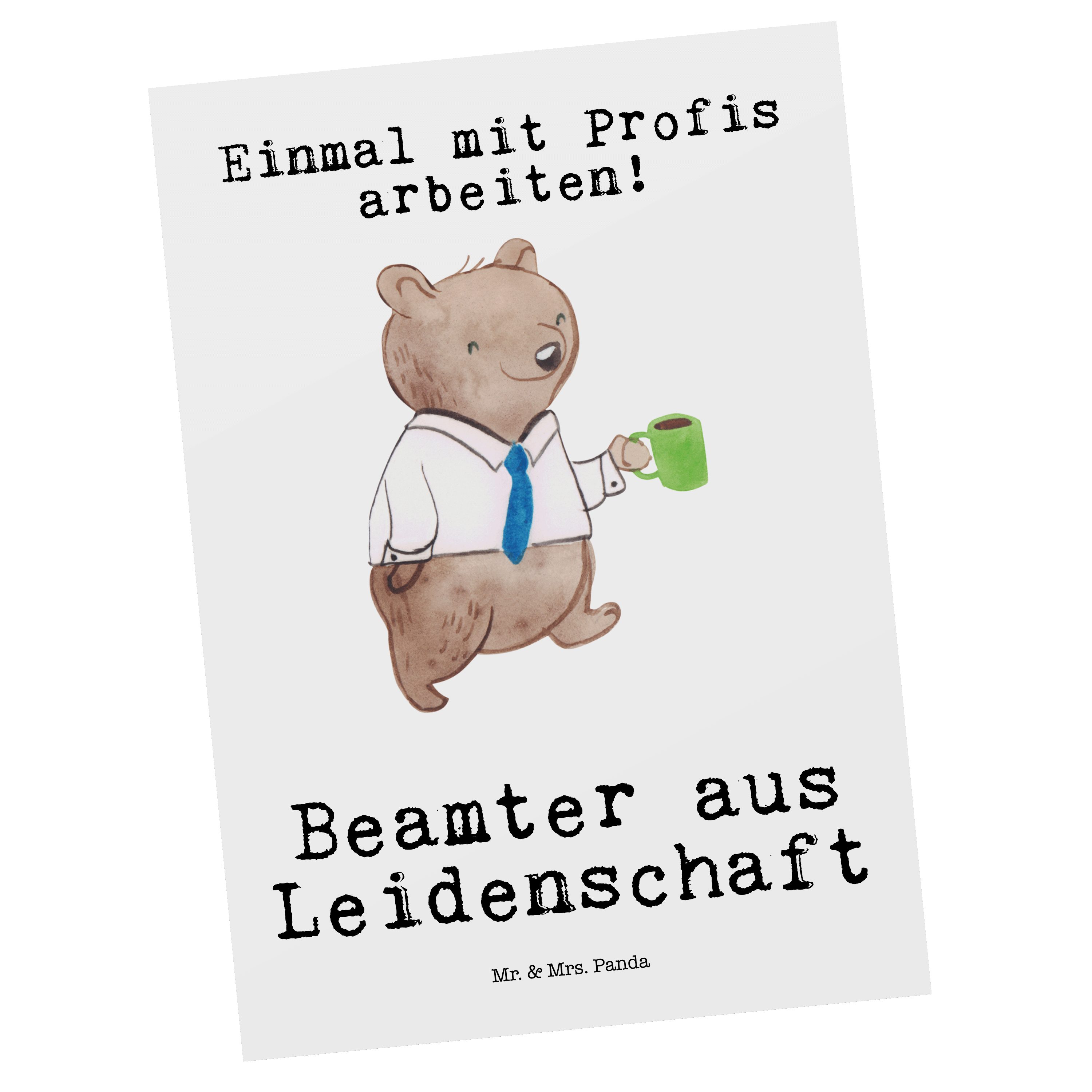 Mr. & Mrs. Panda Postkarte Beamter aus Leidenschaft Weiß Geschenk