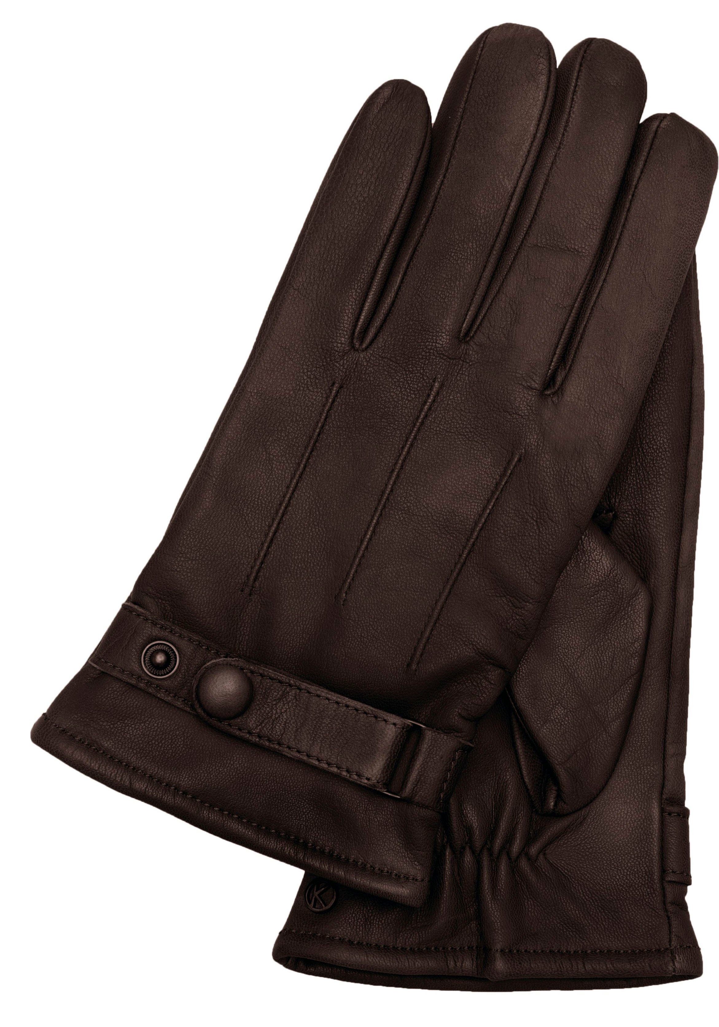 KESSLER Lederhandschuhe Gordon Touch Casual Passform, Verstellriegel, Touchfunktion für Smart- Oberflächen dark brown