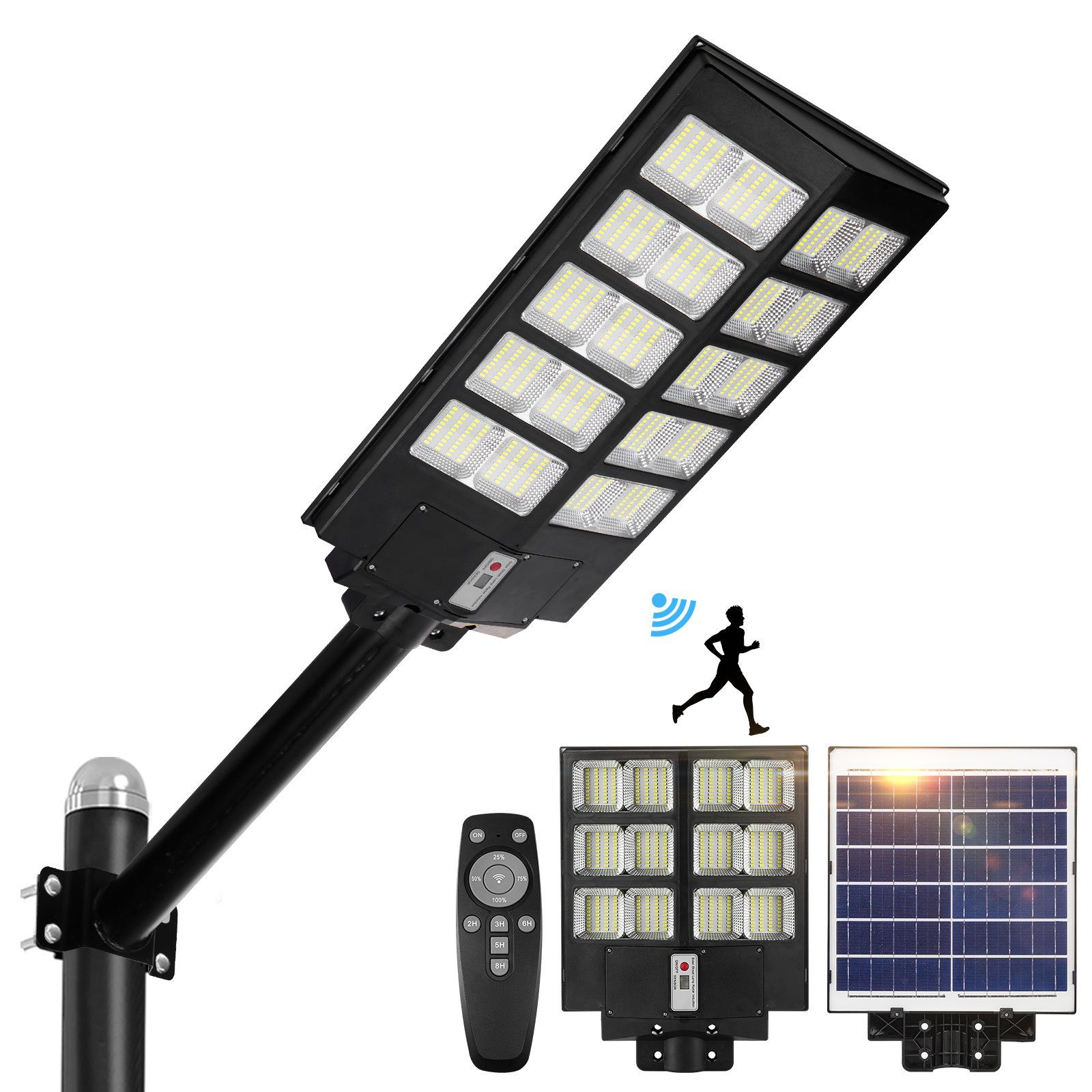 MUPOO LED Außen-Wandleuchte LED Solarlampen 40000-80000lm,LED Weiß Bewegungsmelder, LED Straßenlaterne,420/560/700pcsLED, Solar Dämmerung Feststehend IP65 Morgengrauen, zum mit LED Straßenlaterne,6500K Solar