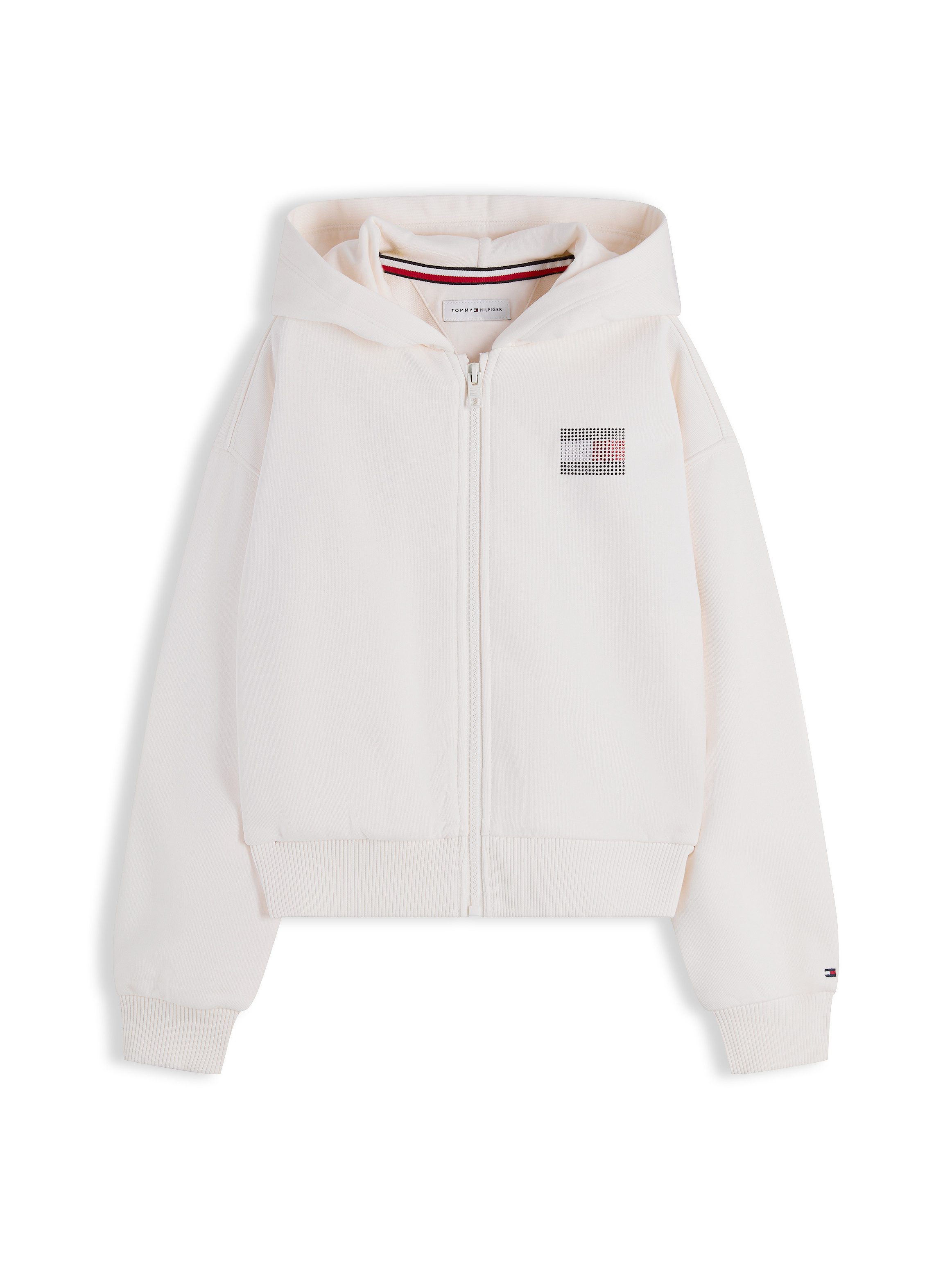 Tommy Hilfiger Kapuzensweatjacke Relaxed Fit, Kinder bis 16 Jahre, mit glitzernden Strasssteinen – Bild 5 von 5