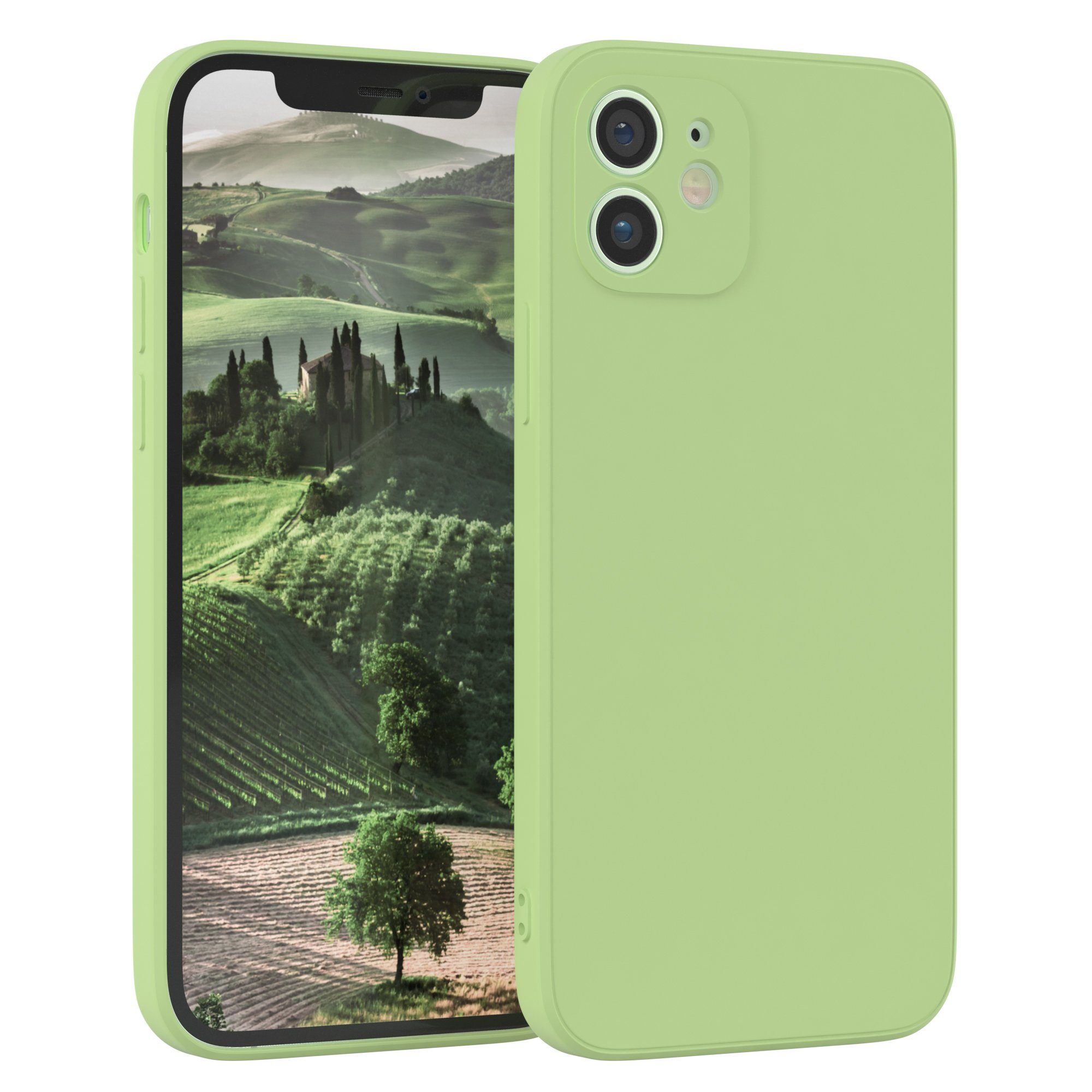EAZY CASE Handyhülle TPU Hülle für Apple iPhone 12 6,1 Zoll, Smart Slimcover Matt Silikon Schutzhülle mit Kameraschutz tpu Grün