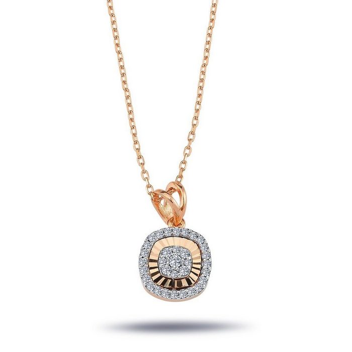 EinStein Diamant Goldkette Halskette mit Diamant Anhänger Diamant Anhänger mit Kette Halskette Collier in 14 Karat Gold