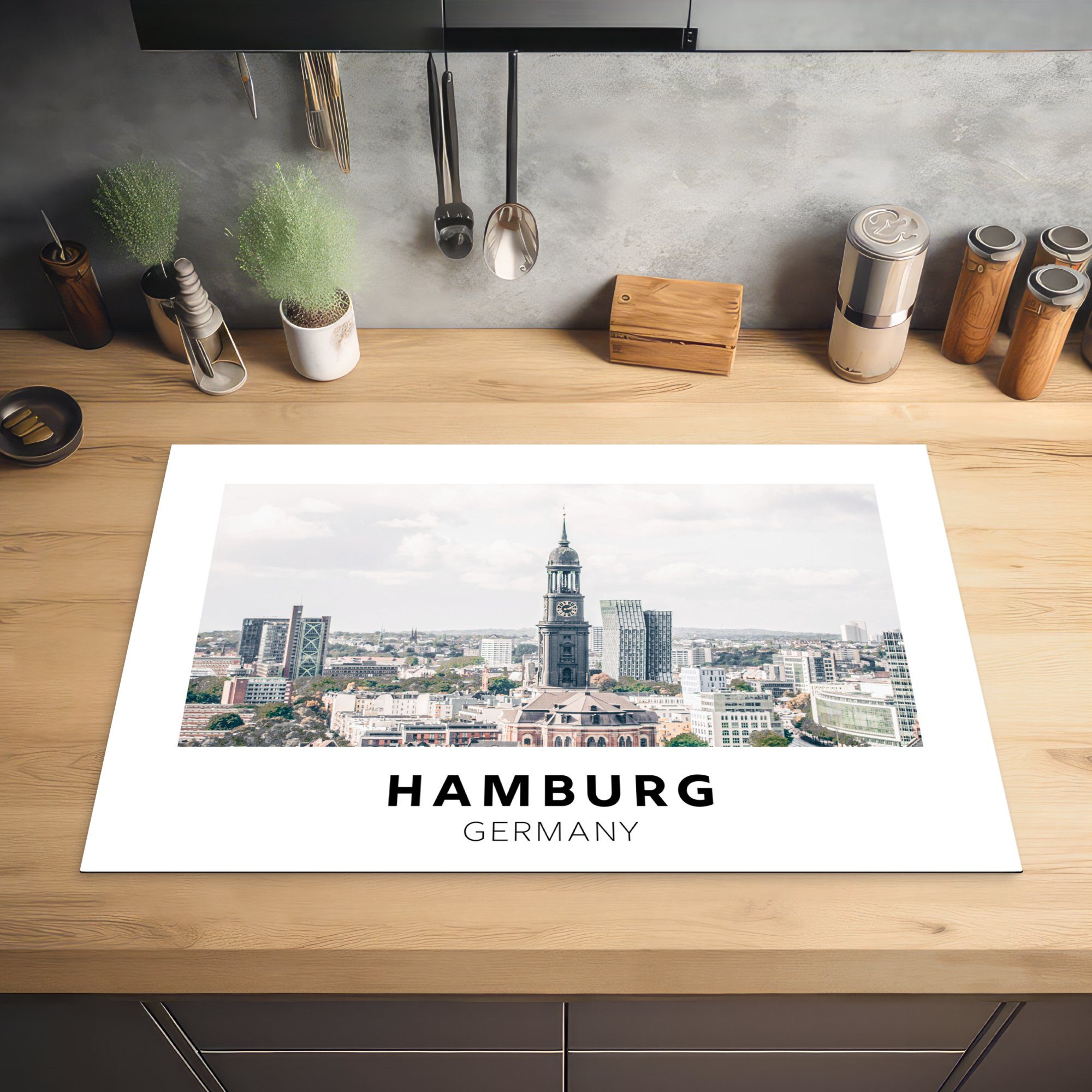 Hamburg - Schutz für 81x52 MuchoWow Herdblende-/Abdeckplatte Deutschland (1 Vinyl, die tlg), küche, Ceranfeldabdeckung Induktionskochfeld cm, Huizen, -
