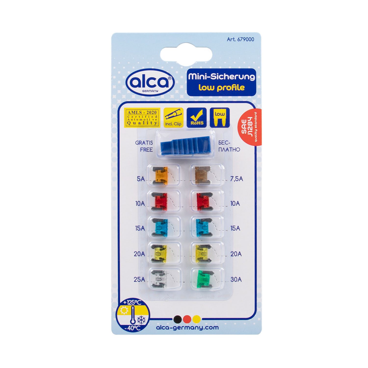 alca Sicherheitsrelais Mini Flach Sicherungen (low profile) 5 - 30 A; 10 St. Blister Set, (10-St)