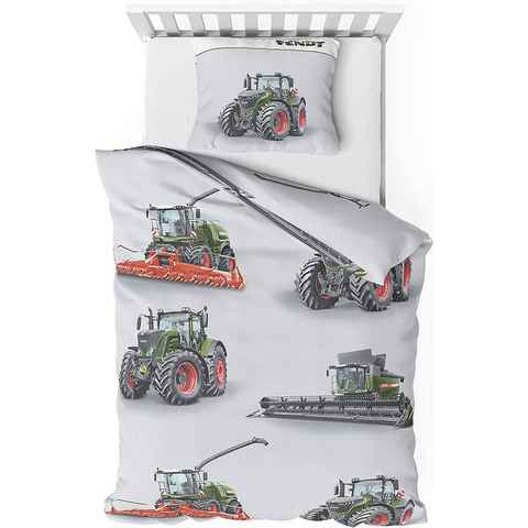 Bettwäsche Traktoren Bettwäsche 135x200 Jungen, Traktor & Mähdrescher Design, Bettwäsche aus 100% Baumwolle, FENDT Biber Bettwäsche, Träumschön